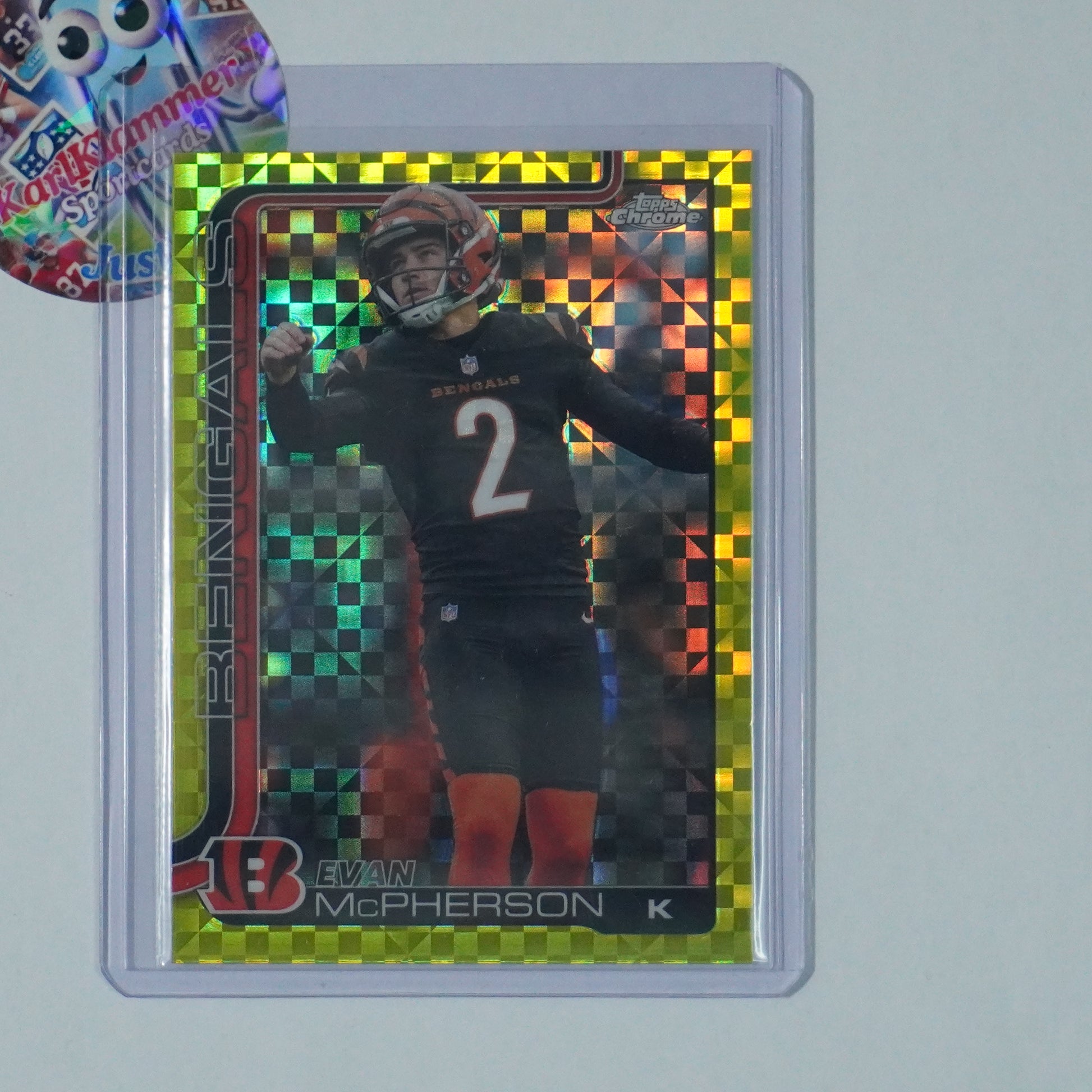 2025 Topps Chrome #64 Evan McPherson Lime Green X-Fractor Cincinnati Bengals