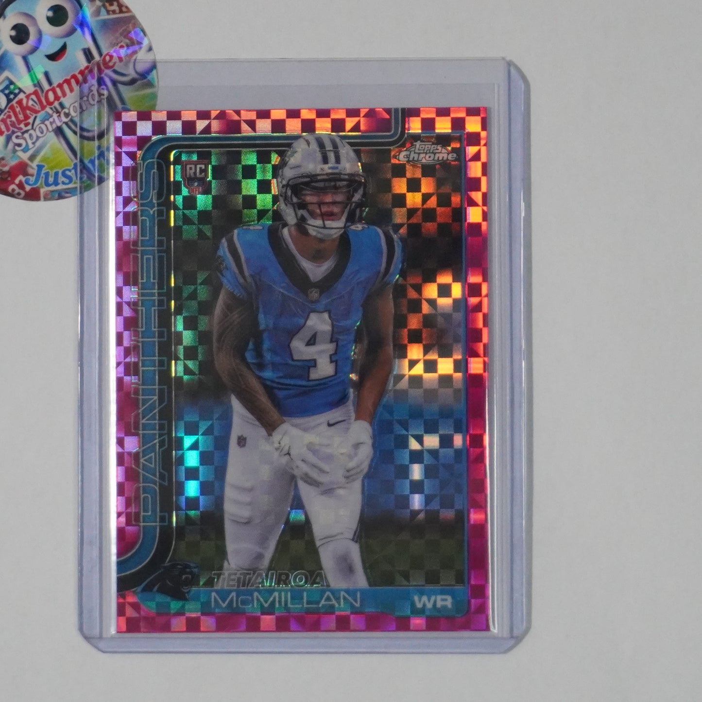 2025 Topps Chrome #326 Tetairoa McMillan Hot Pink X-Fractor Carolina Panthers RC