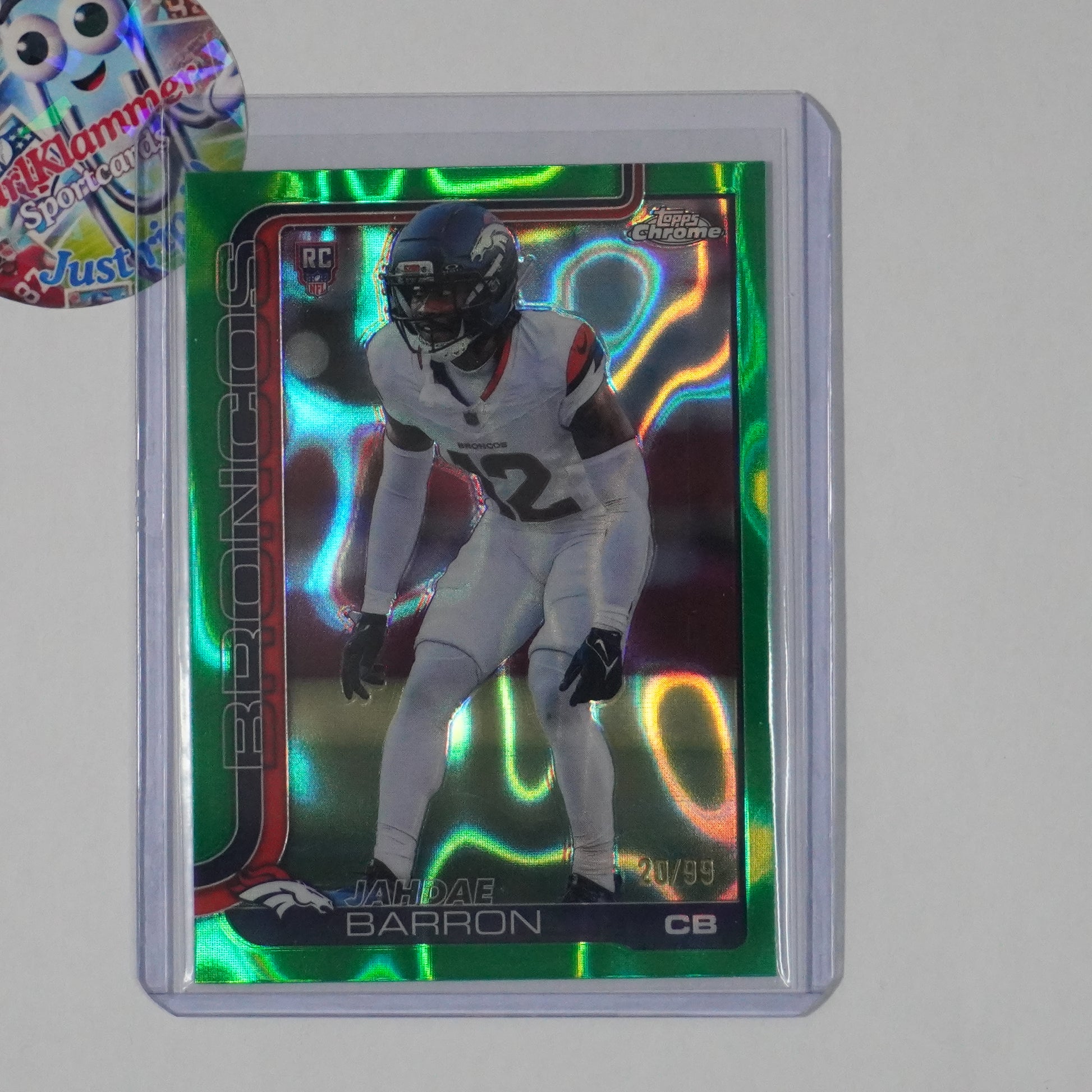 2025 Topps Chrome #359 Jahdae Barron Green Refractor Lava Denver Broncos SN,RC