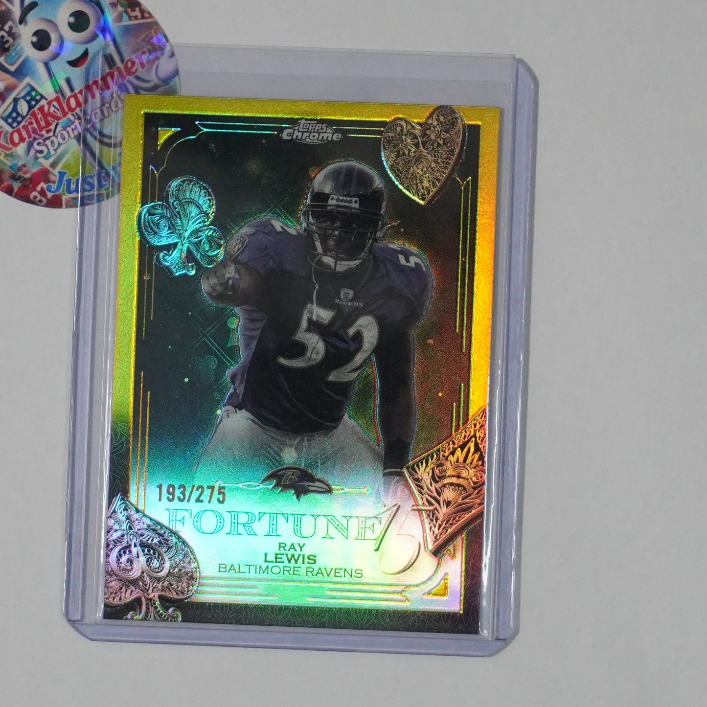 2025 Topps Chrome #F15-31 Ray Lewis Fortune 15 Yellow Refractor #/275 Ravens