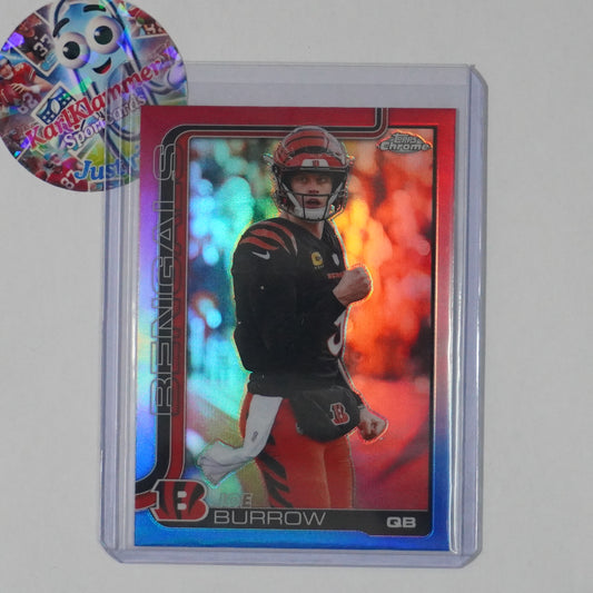 2025 Topps Chrome #61 Joe Burrow Red White and Blue Refractor Cincinnati Bengals