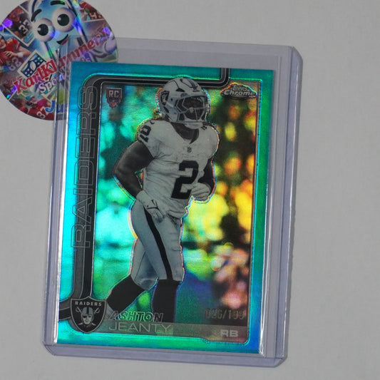 2025 Topps Chrome #322 Ashton Jeanty Aqua Refractor #/199 Las Vegas Raiders