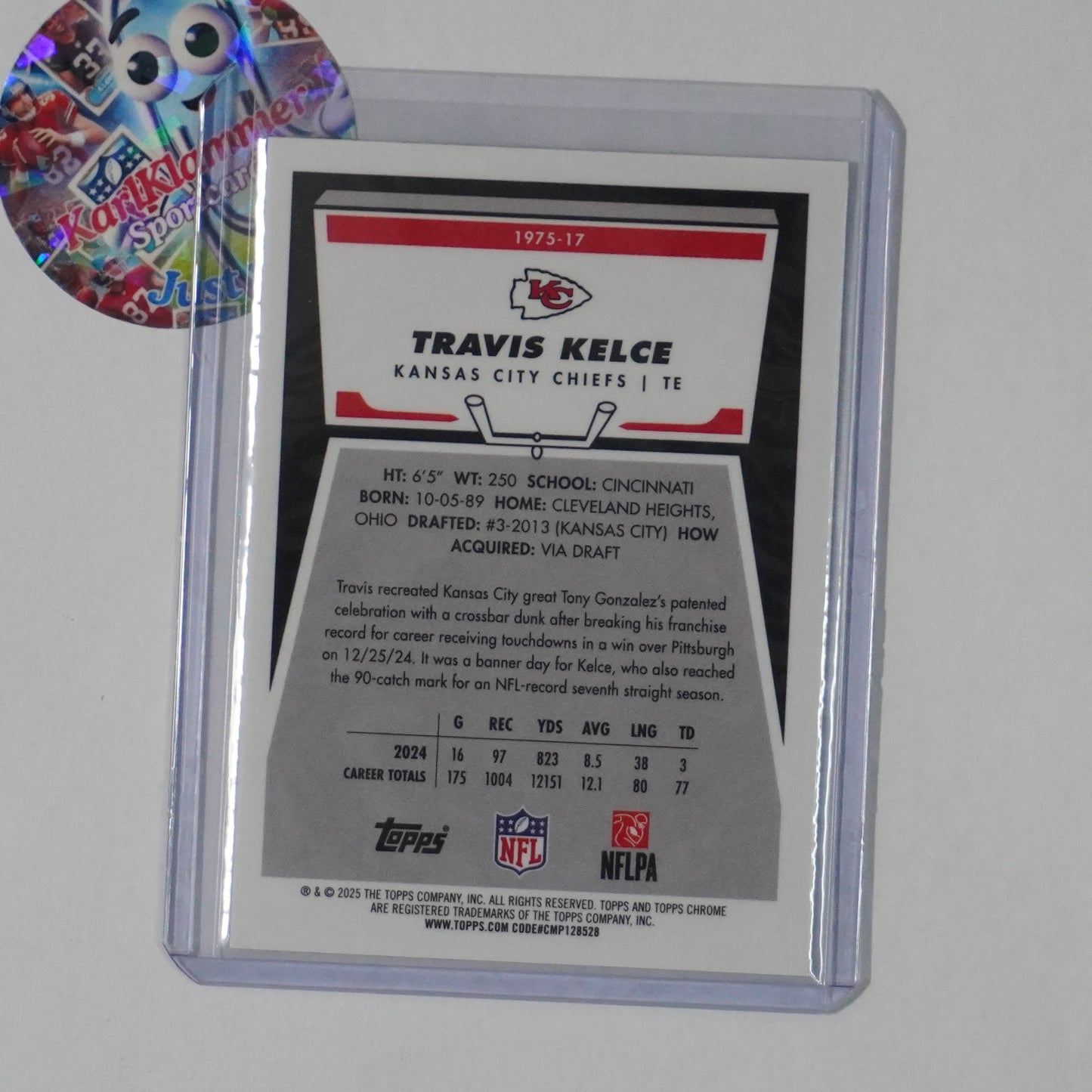 2025 Topps Chrome #1975-17 Travis Kelce 1975 Topps X-Fractor Kansas City Chiefs