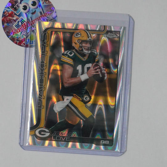 2025 Topps Chrome #109 Jordan Love Ray Wave Refractor Green Bay Packers