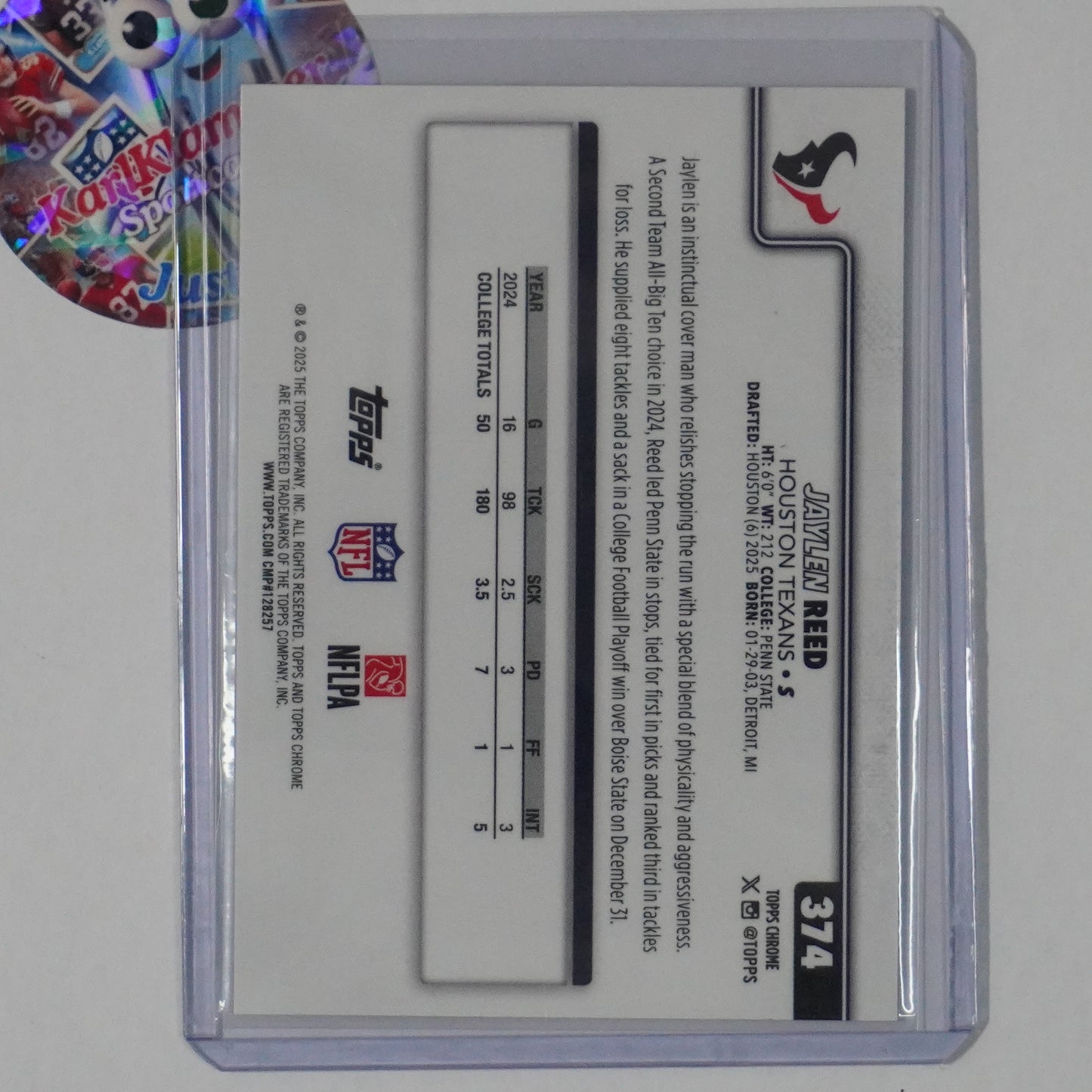 2025 Topps Chrome #374 Jaylen Reed Orange Geometric Refractor #/25