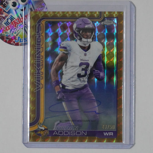 2025 Topps Chrome #BA-JA Jordan Addison Autographs Gold Geometric Refractor #/50