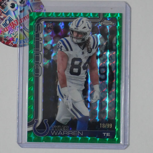 2025 Topps Chrome #346 Tyler Warren Green Geometric Refractor #/99 Colts