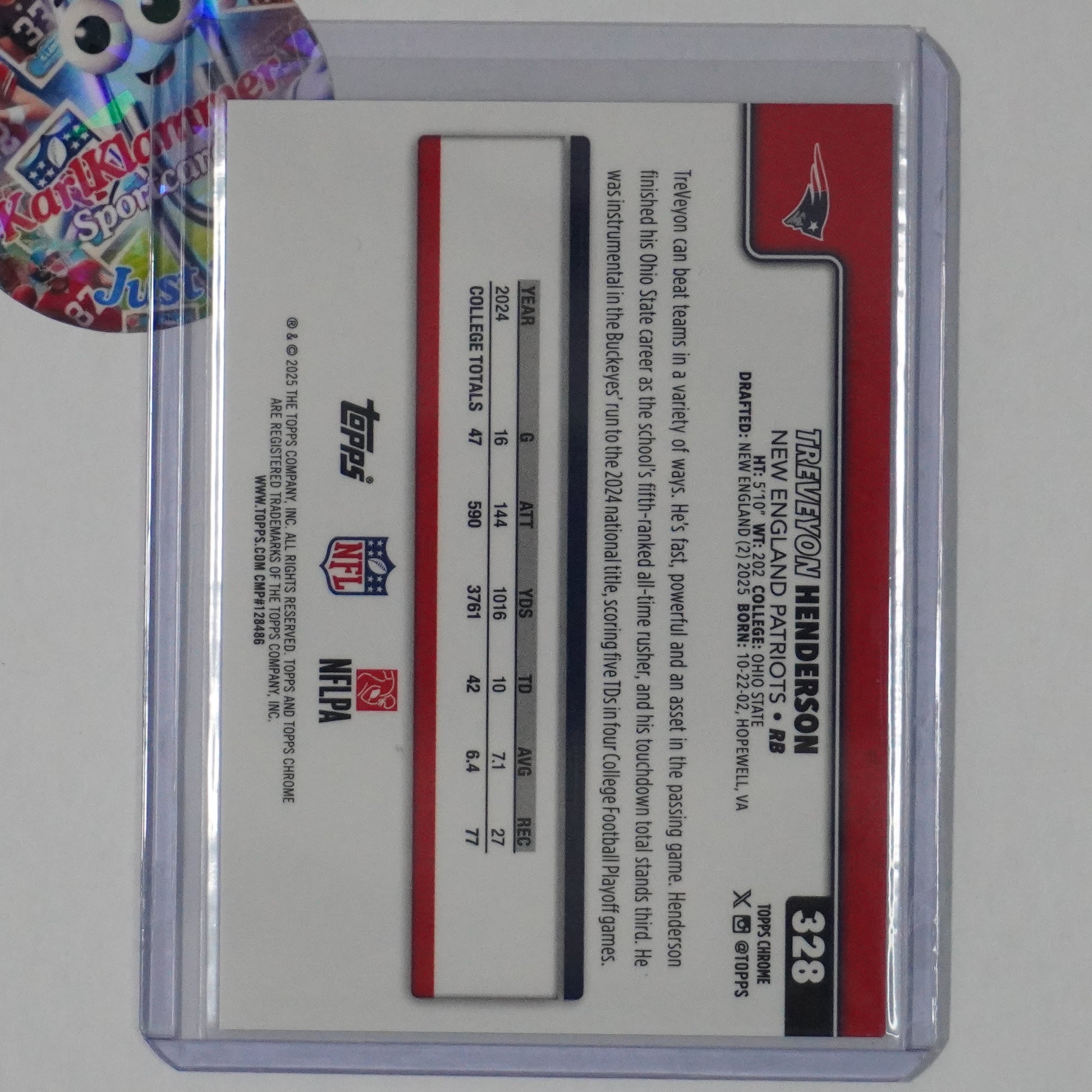 2025 Topps Chrome #328 TreVeyon Henderson Green Geometric Refractor Variation