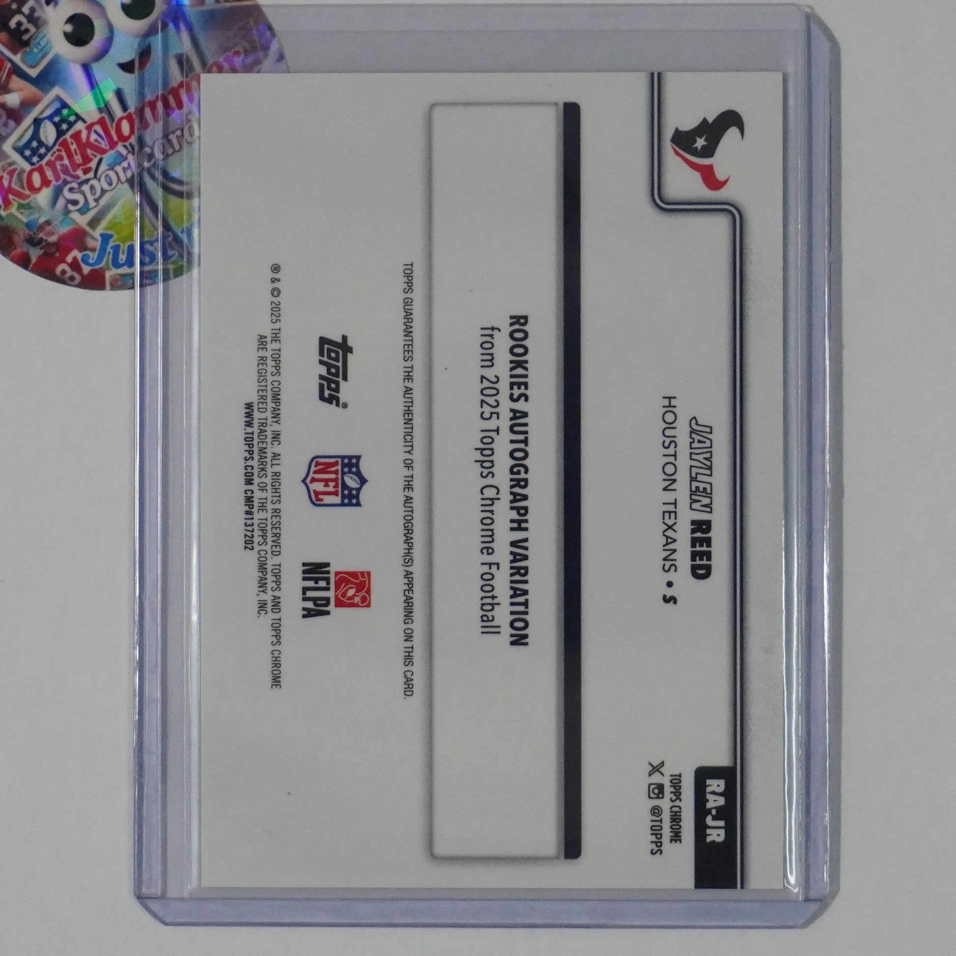 2025 Topps Chrome #RA-JR Jaylen Reed Rookie Auto Green Geometric Refractor #/99