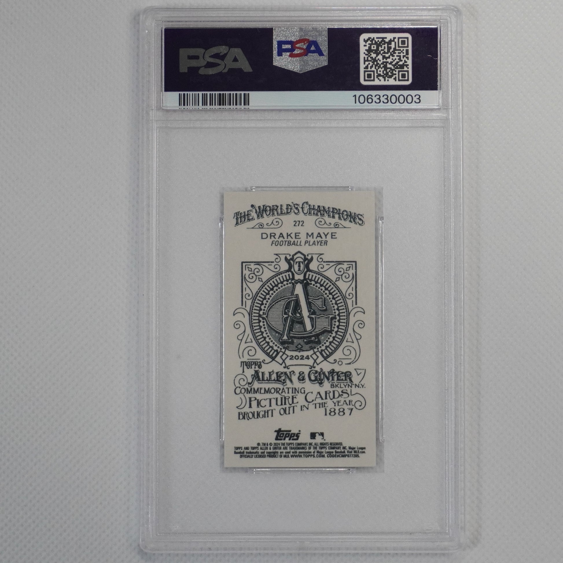 2024 Topps Allen & Ginter #272 Drake Maye Mini PSA 10