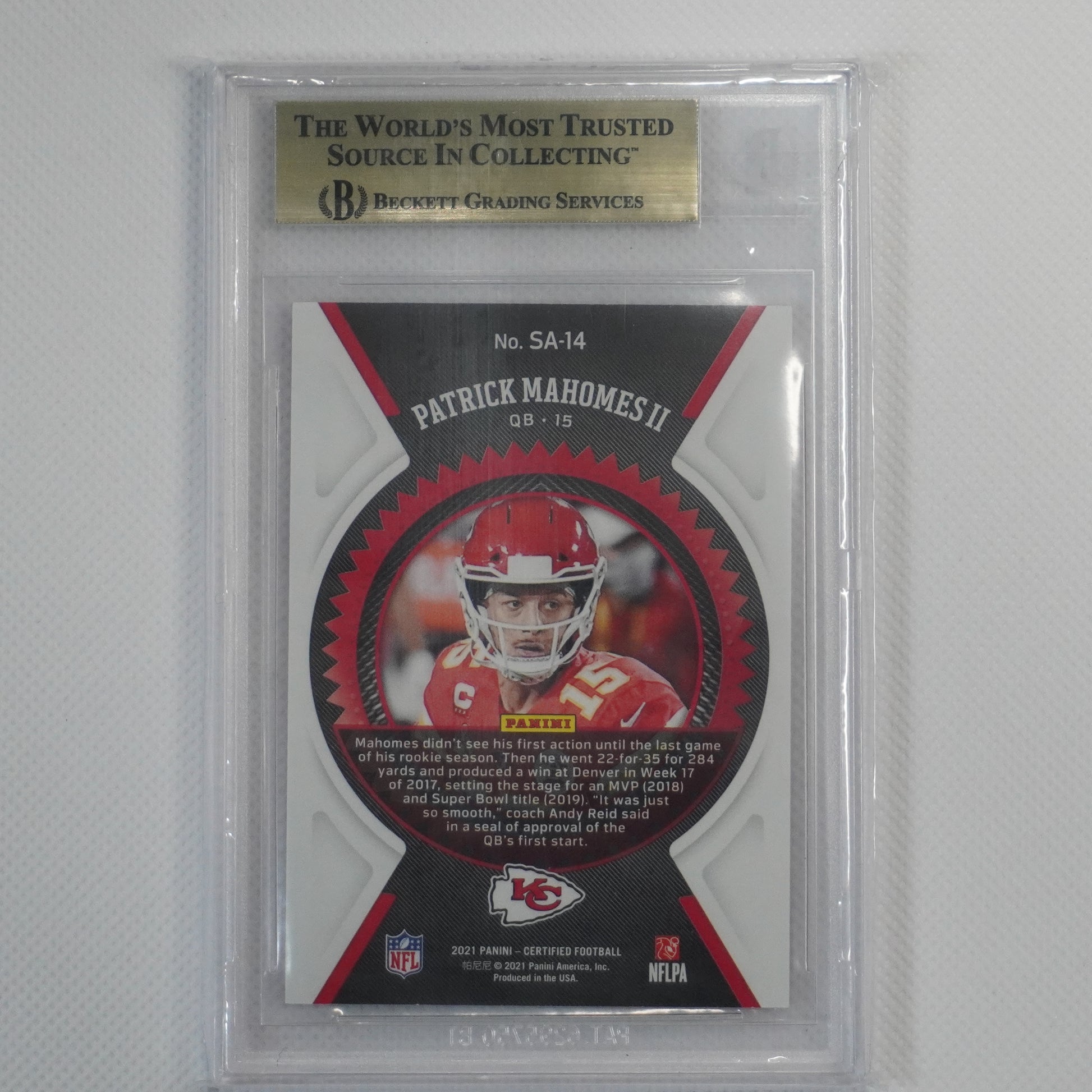 2021 Panini Certified #SA-14 Patrick Mahomes II Seal of Approval BGS 9.5 #'d/149