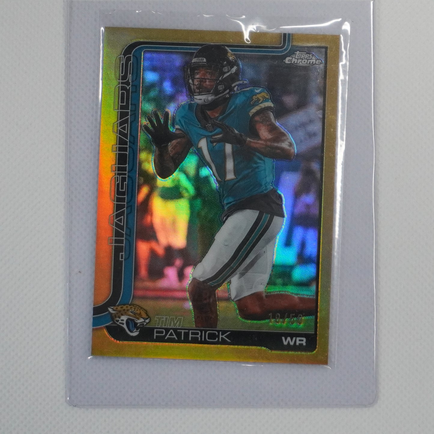 2025 Topps Chrome #96 Tim Patrick Gold Refractor #/50 Jacksonville Jaguars SN