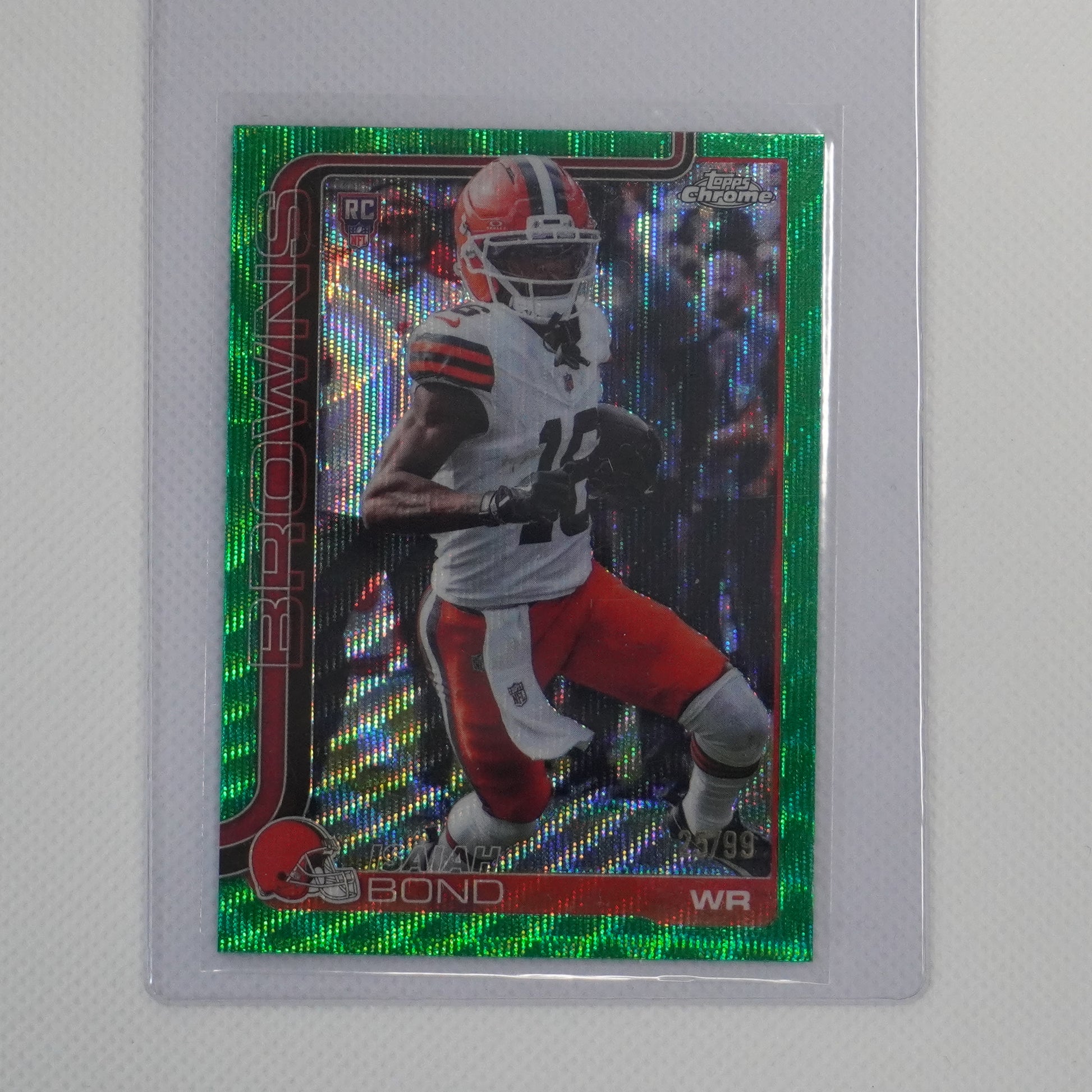 2025 Topps Chrome #341 Isaiah Bond Green Wave Refractor #/99 Cleveland Browns