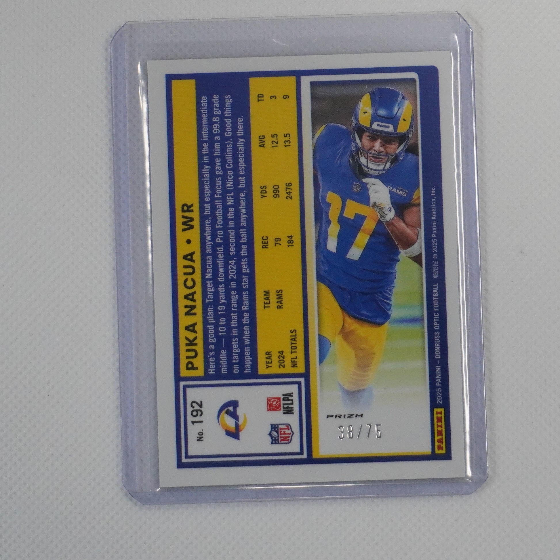 2025 Donruss Optic #192 Puka Nacua Electricity #/75 Los Angeles Rams SN
