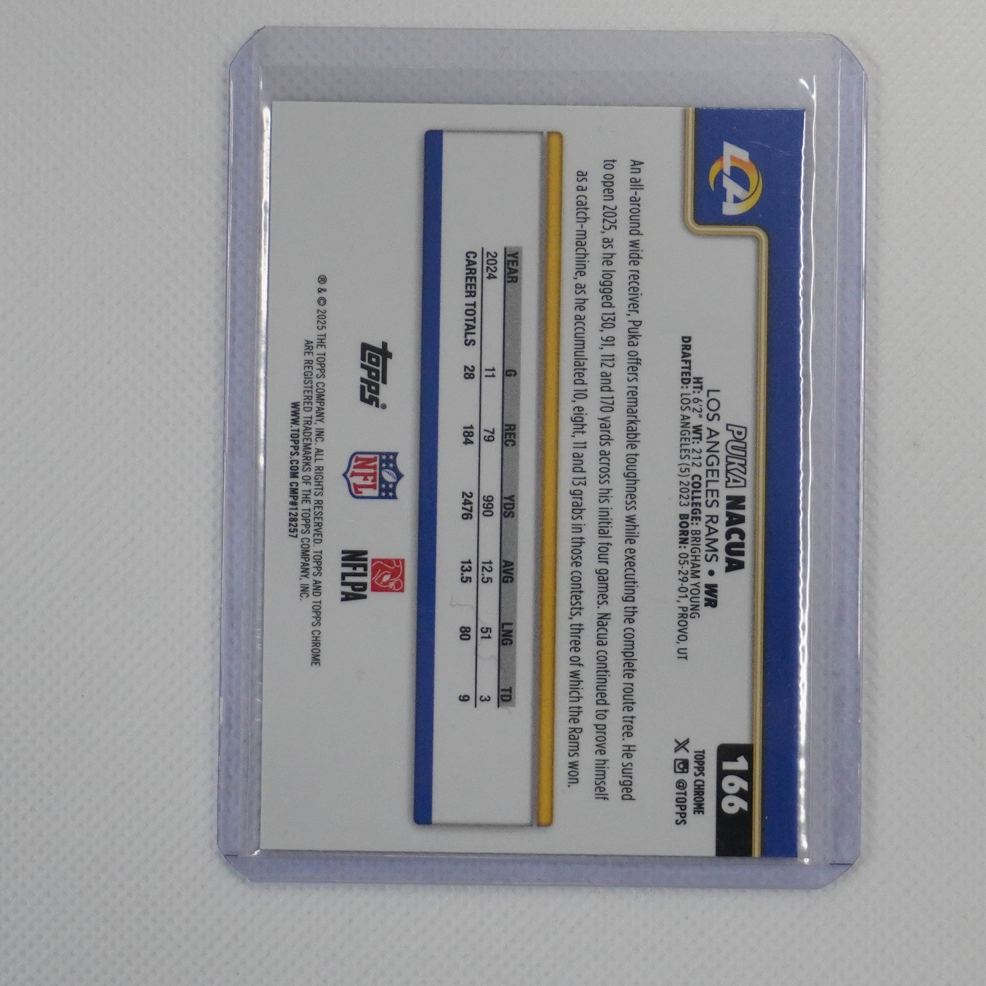 2025 Topps Chrome #166 Puka Nacua Football Leather Refractor Los Angeles Rams