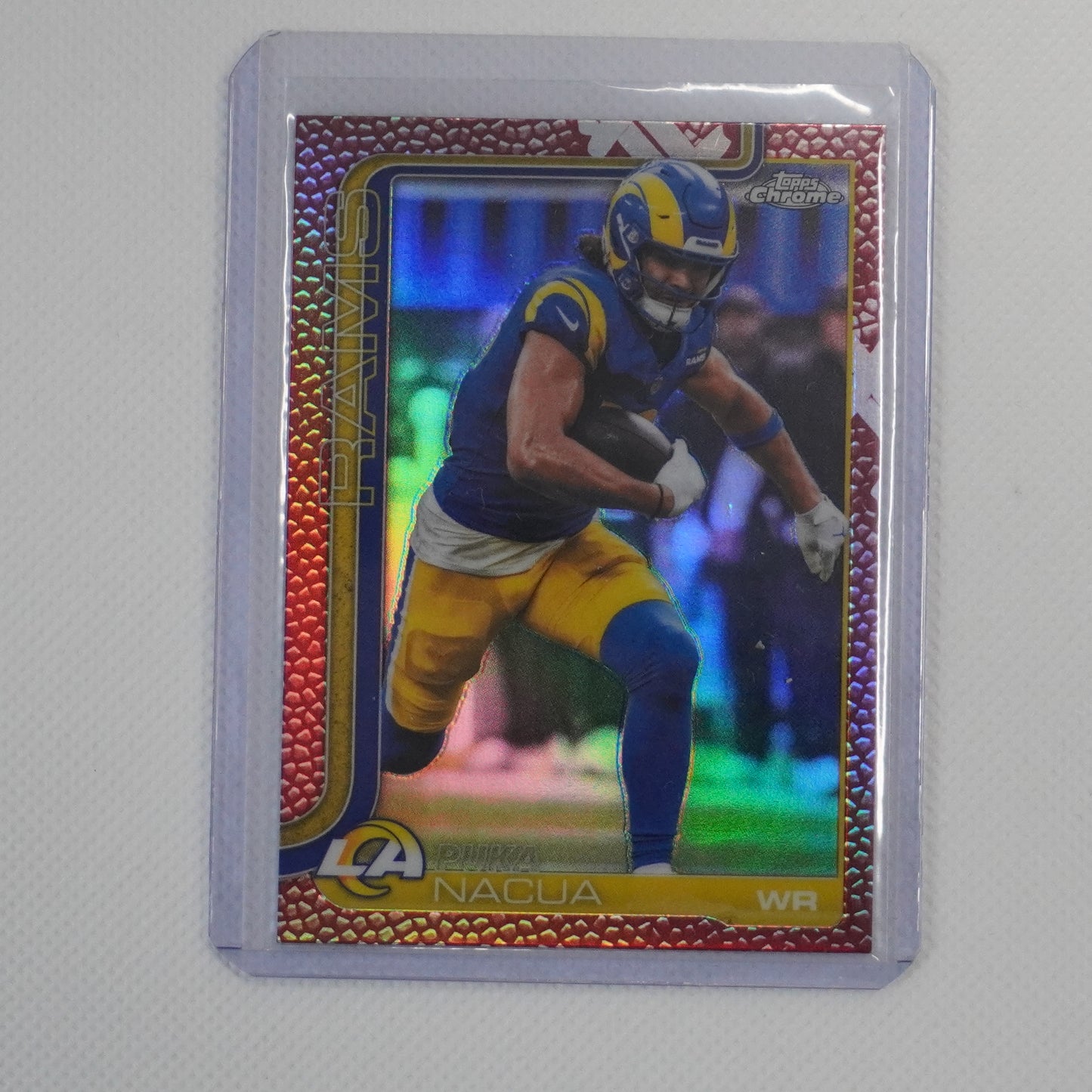 2025 Topps Chrome #166 Puka Nacua Football Leather Refractor Los Angeles Rams
