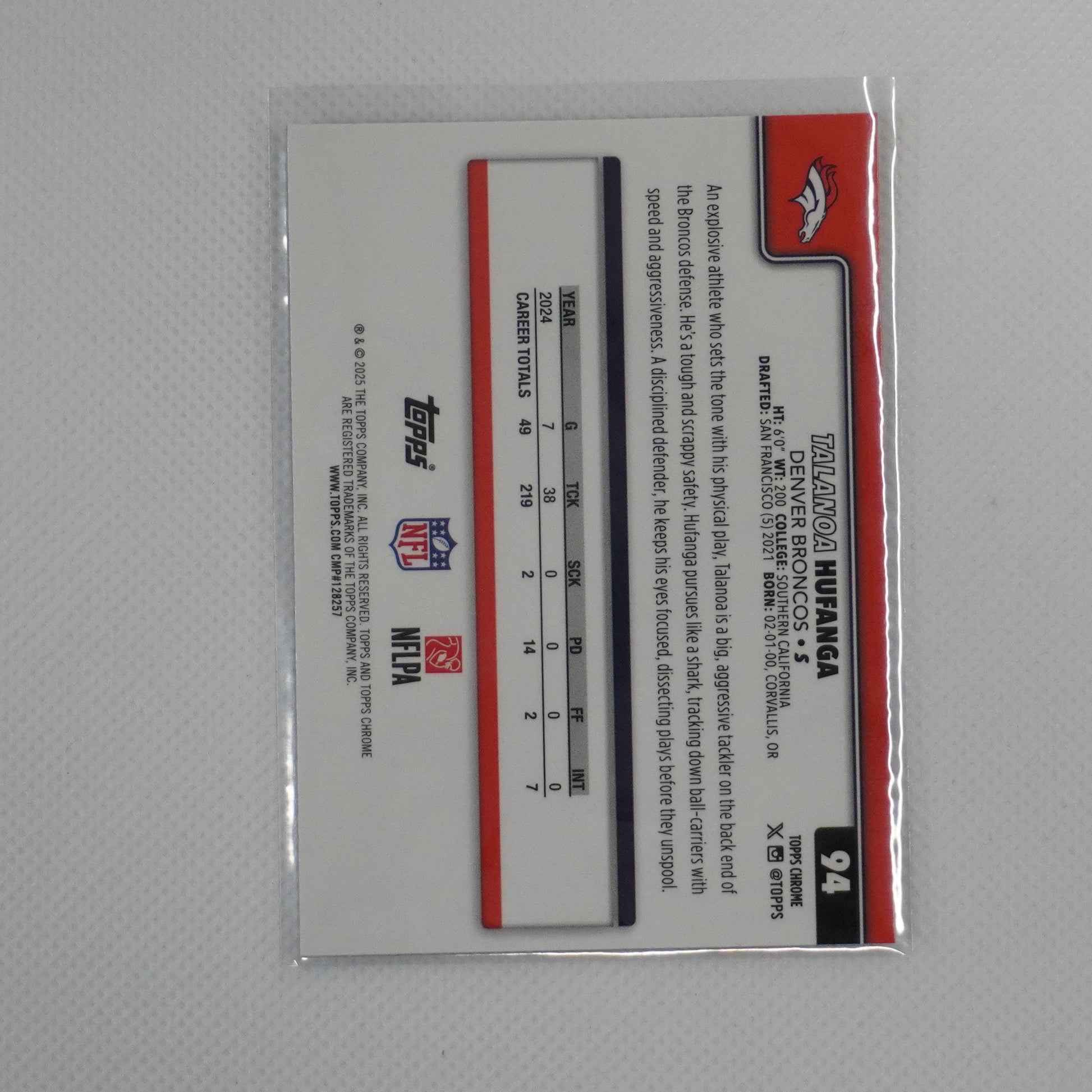 2025 Topps Chrome #94 Talanoa Hufanga X-Fractor Denver Broncos