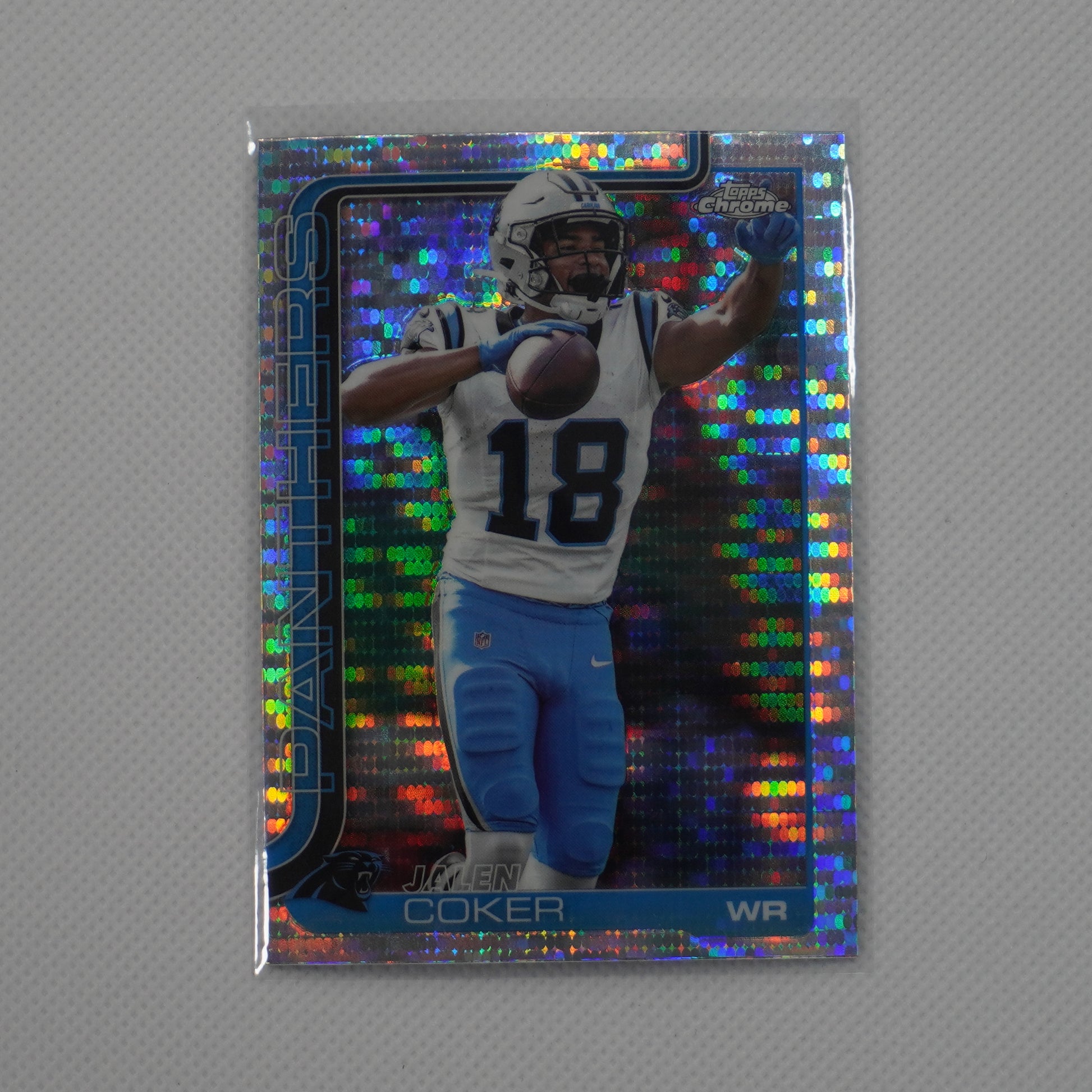 2025 Topps Chrome #39 Jalen Coker Pulsar Refractor Carolina Panthers