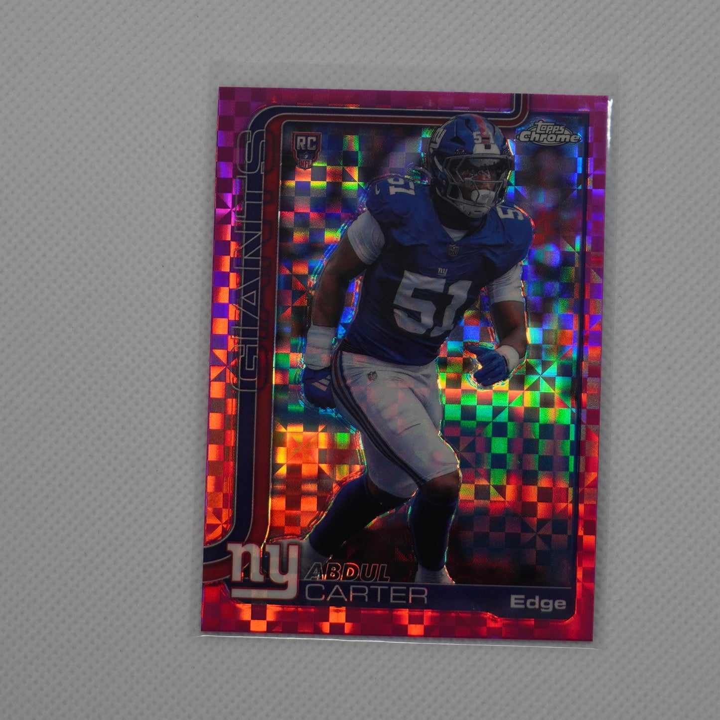 2025 Topps Chrome #350 Abdul Carter Hot Pink X-Fractor New York Giants RC