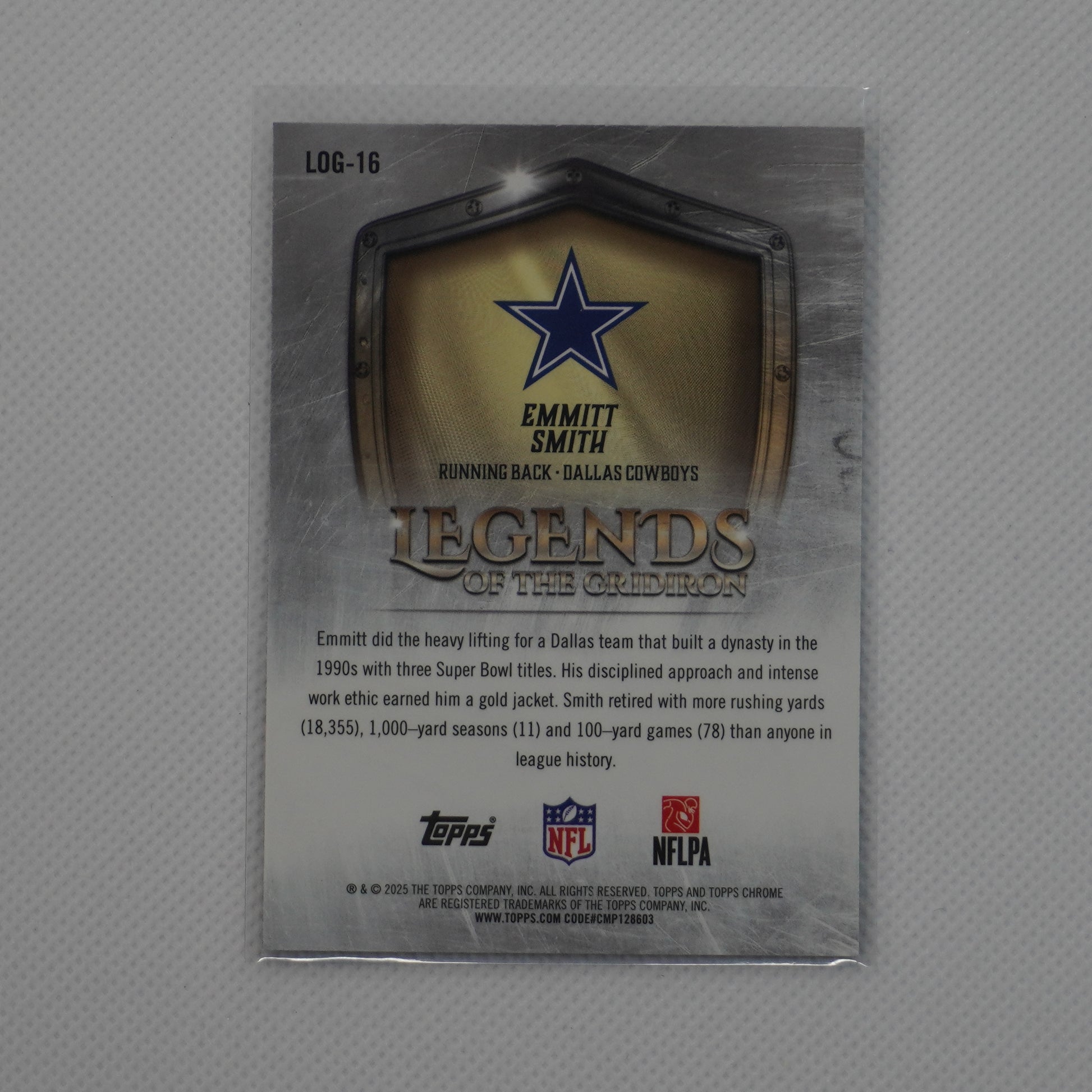 2025 Topps Chrome #LOG-16 Emmitt Smith Legends of the Gridiron Dallas Cowboys
