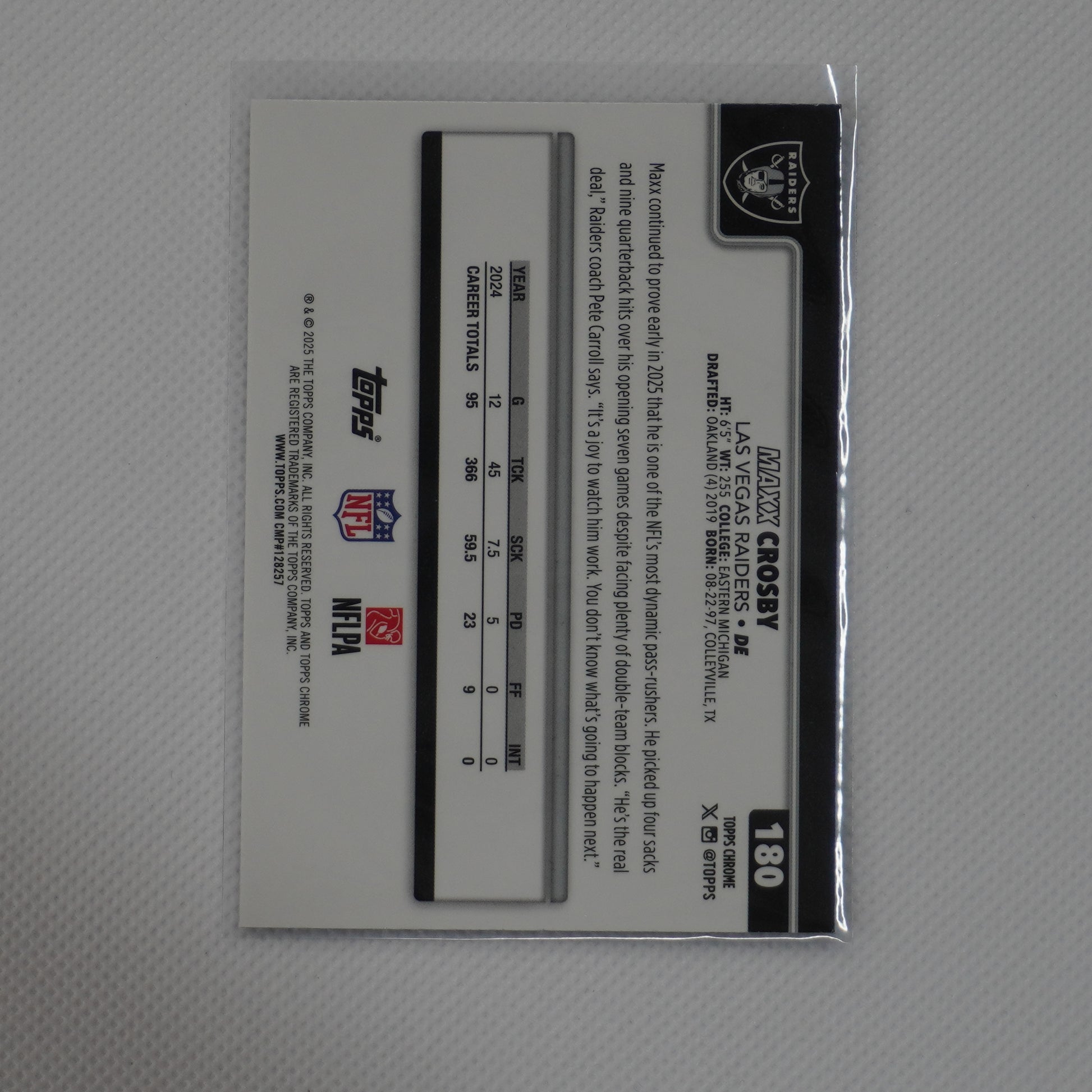 2025 Topps Chrome #180 Maxx Crosby X-Fractor Las Vegas Raiders