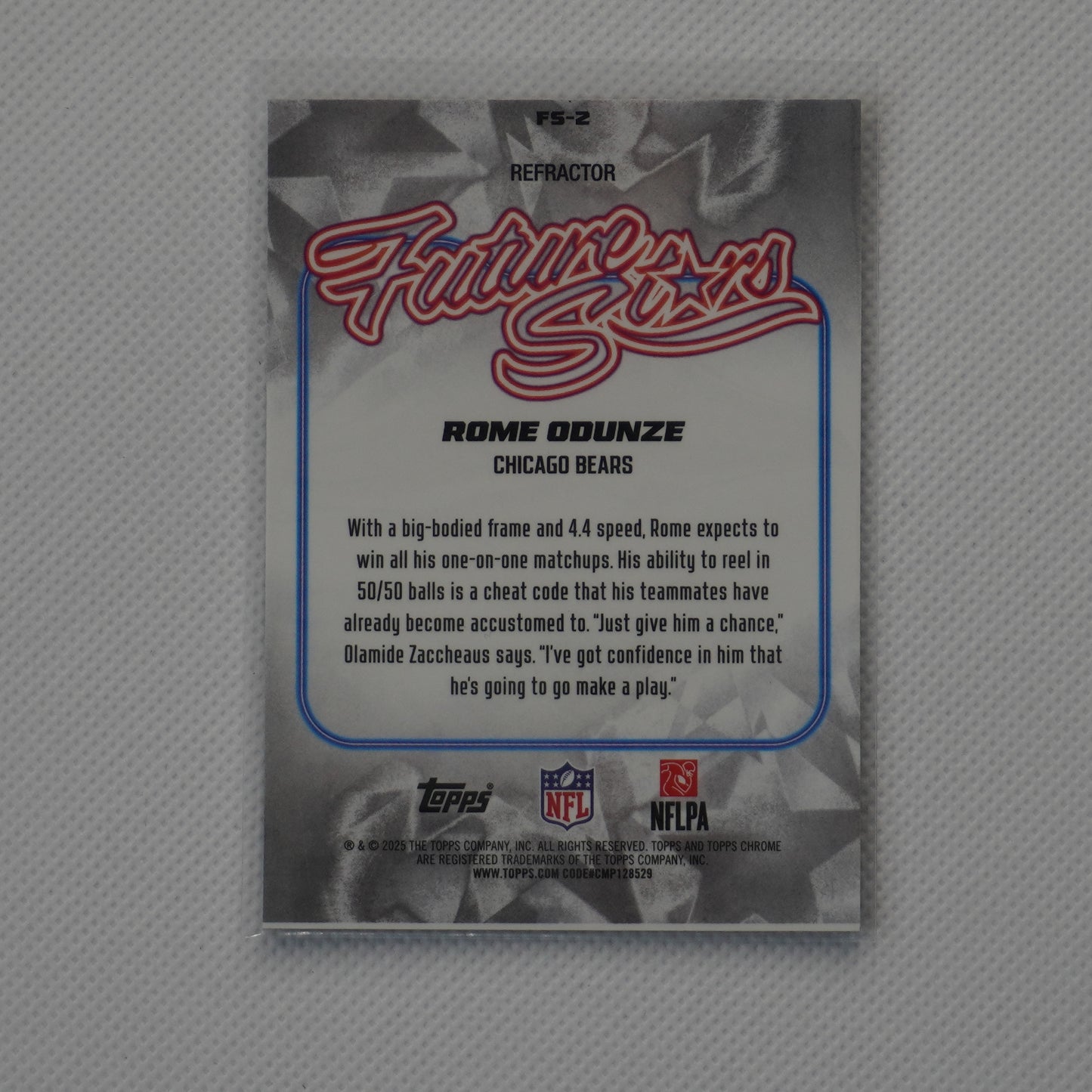 2025 Topps Chrome #FS-2 Rome Odunze Future Stars Refractor Chicago Bears
