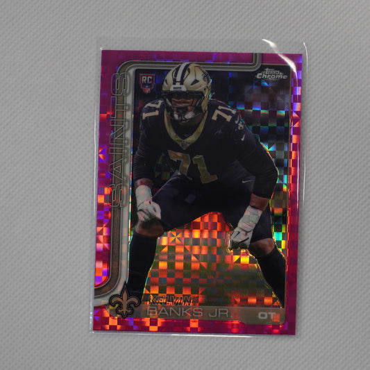 2025 Topps Chrome #378 Kelvin Banks Jr. Hot Pink X-Fractor New Orleans Saints RC