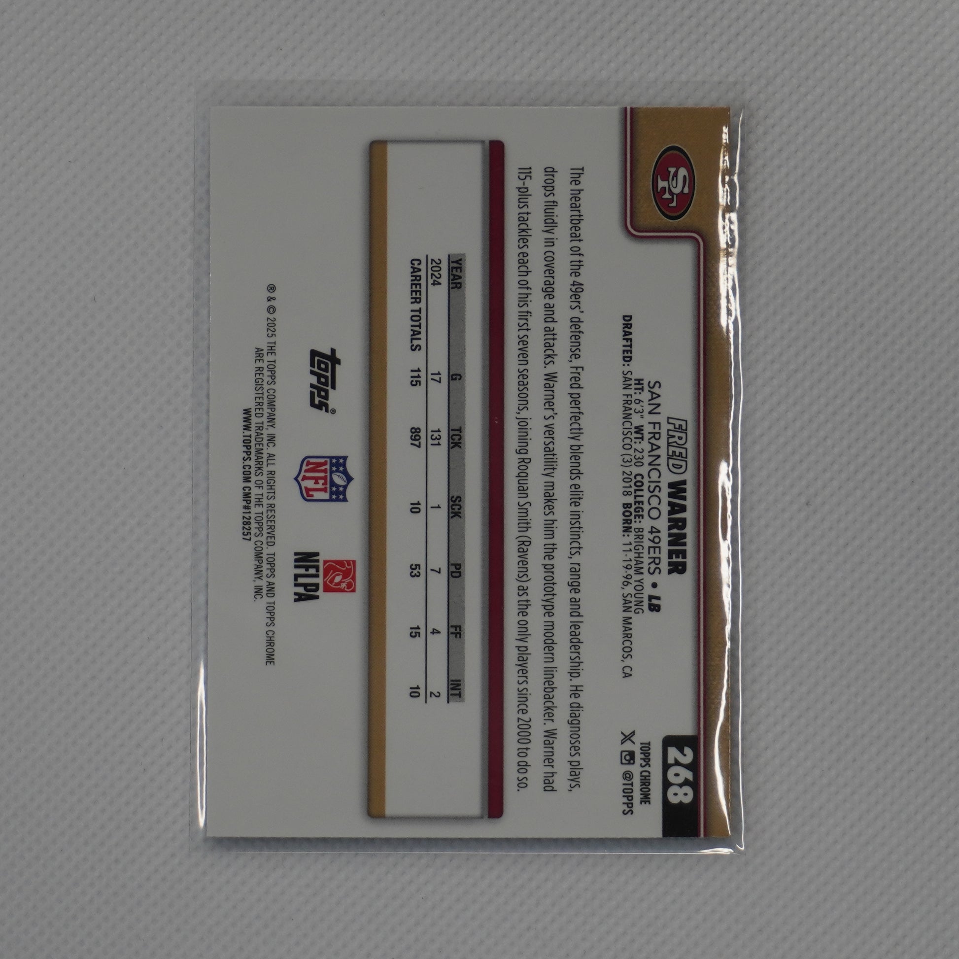 2025 Topps Chrome #268 Fred Warner X-Fractor San Francisco 49ers