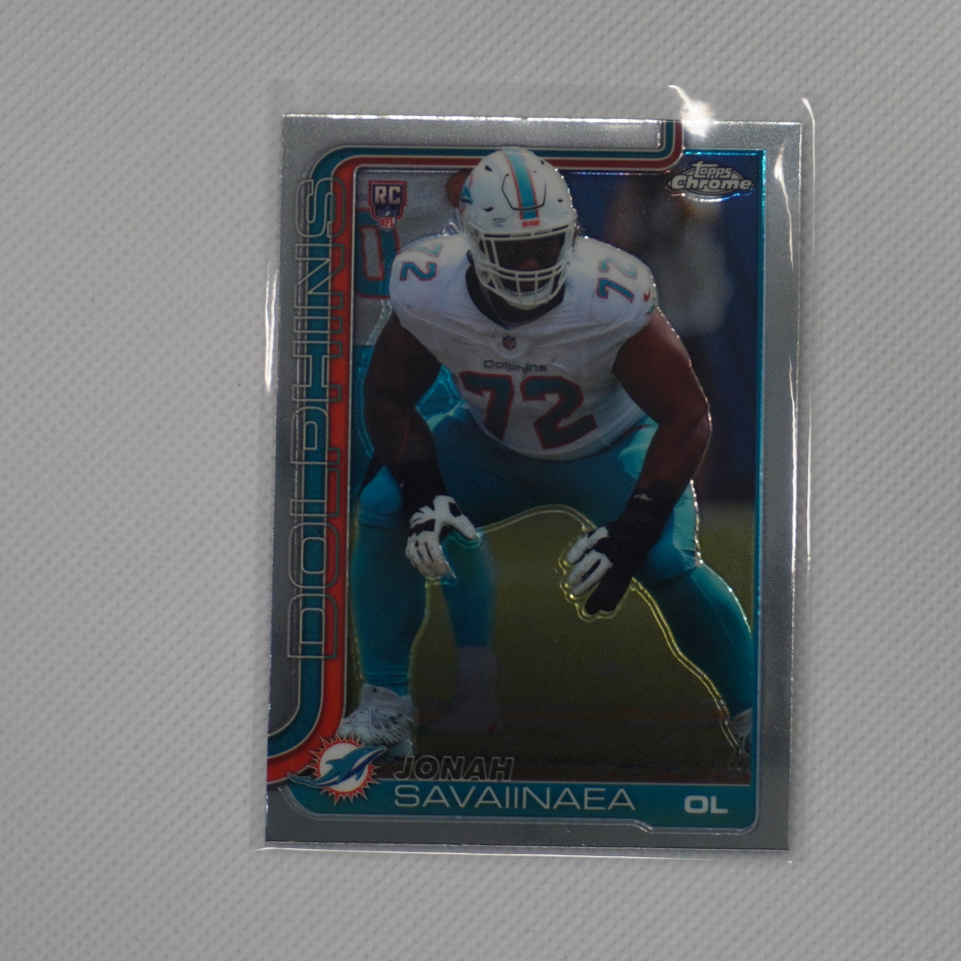 2025 Topps Chrome #380 Jonah Savaiinaea Miami Dolphins RC