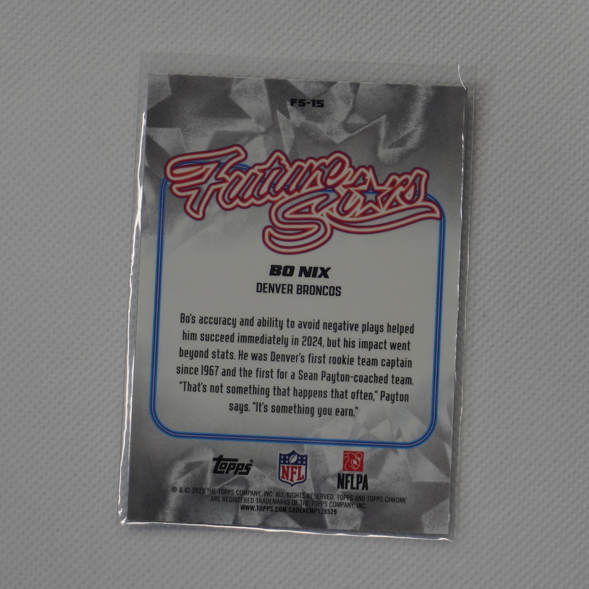 2025 Topps Chrome #FS-15 Bo Nix Future Stars Denver Broncos