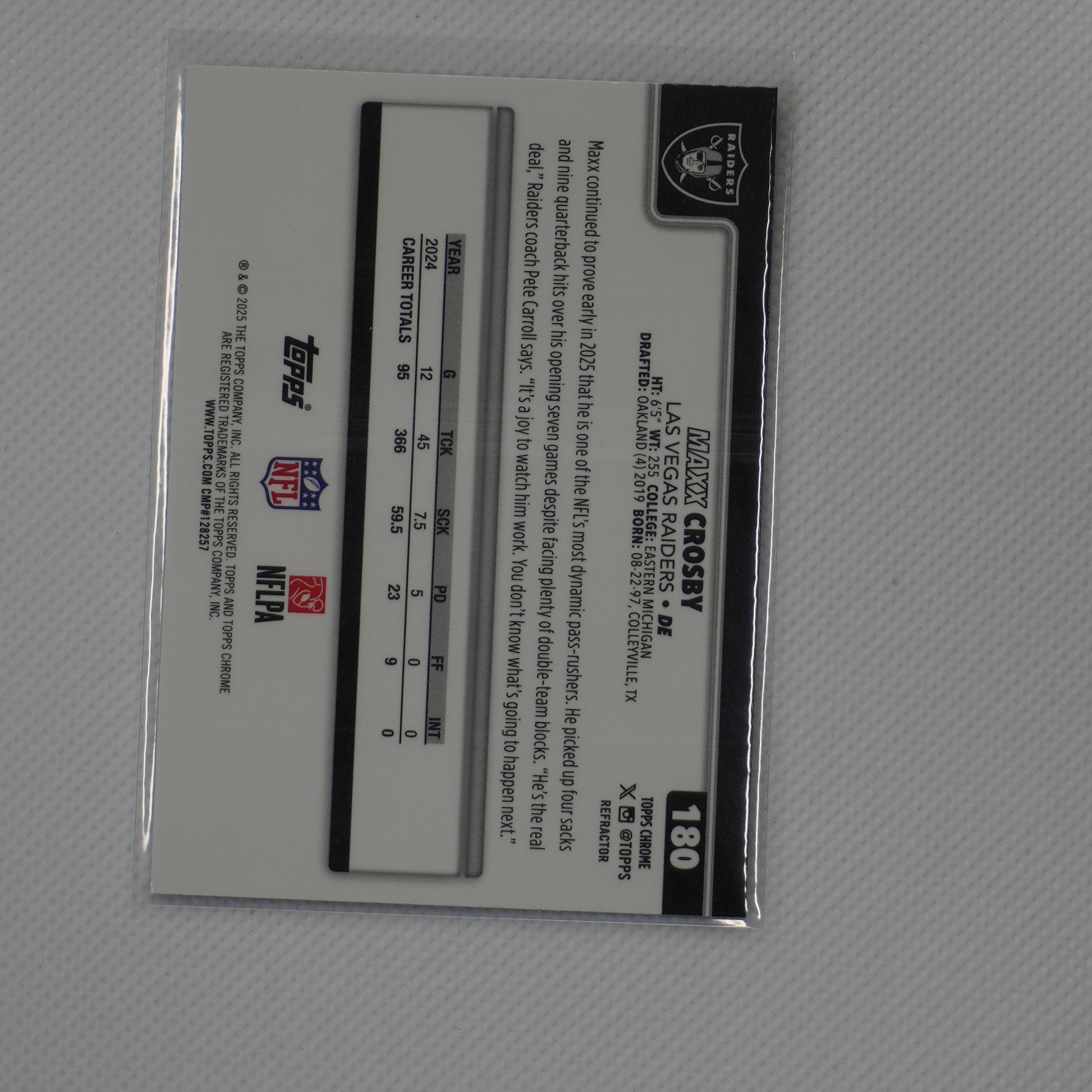 2025 Topps Chrome #180 Maxx Crosby Red White and Blue Refractor Raiders
