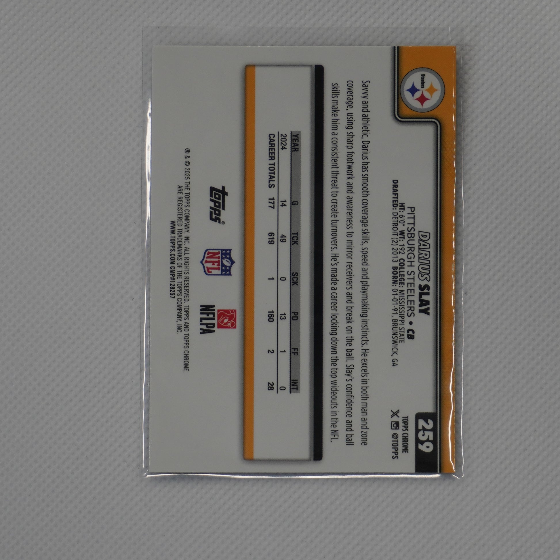 2025 Topps Chrome #259 Darius Slay X-Fractor Pittsburgh Steelers