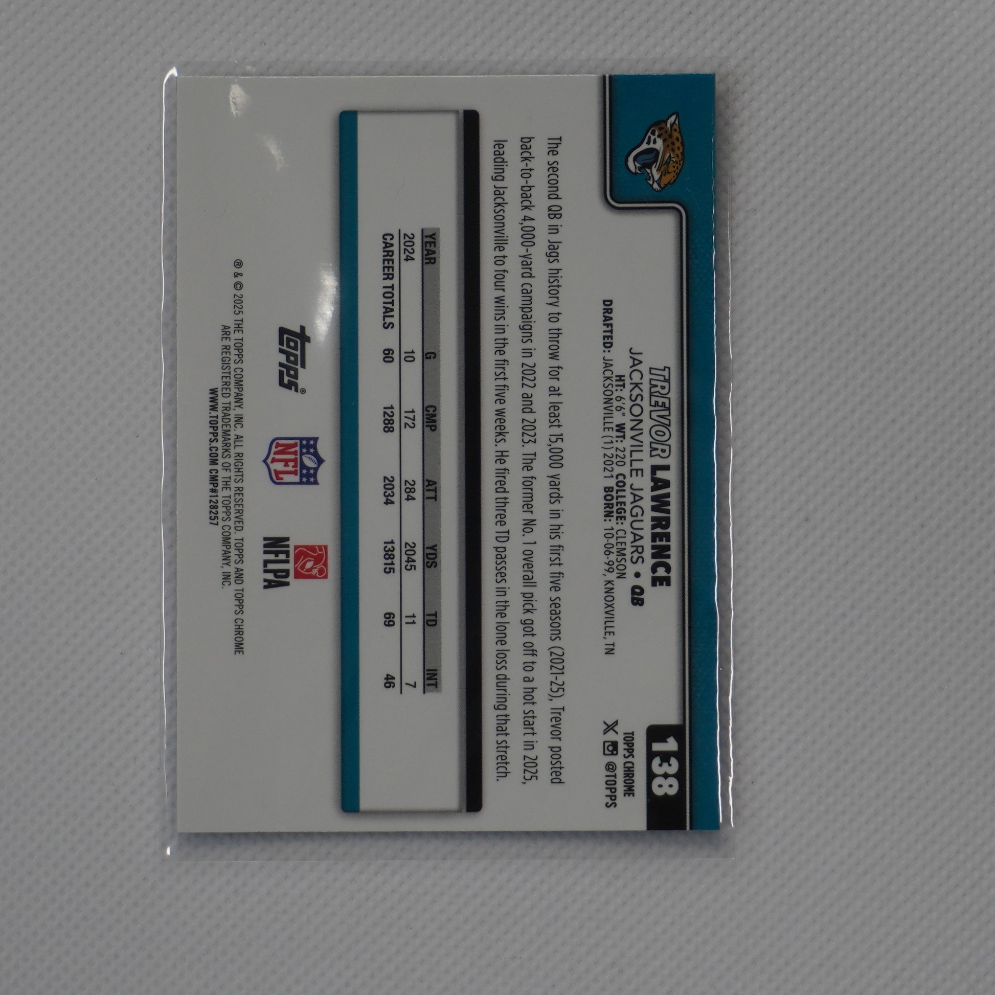 2025 Topps Chrome #138 Trevor Lawrence X-Fractor Jacksonville Jaguars