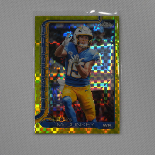 2025 Topps Chrome #156 Ladd McConkey Lime Green X-Fractor Los Angeles Chargers