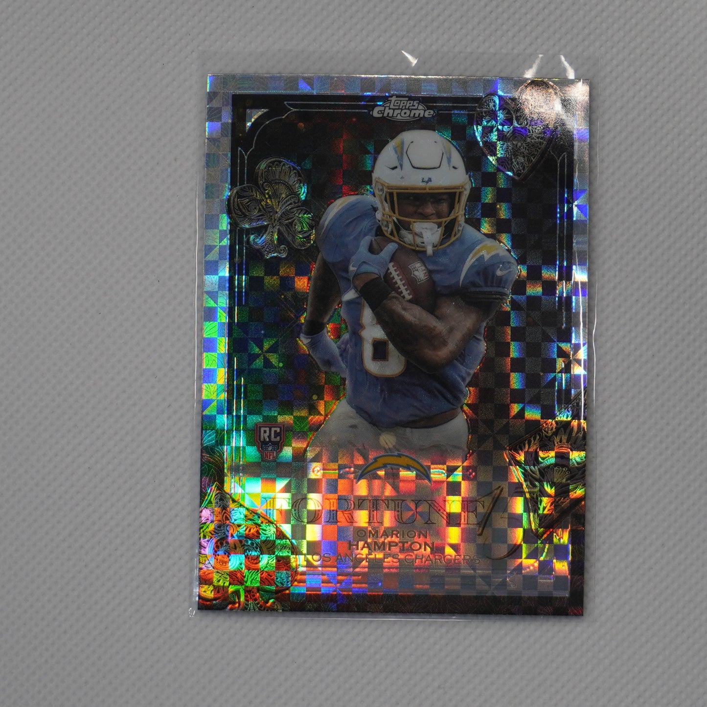 2025 Topps Chrome #F15-25 Omarion Hampton Fortune 15 X-Fractor Chargers