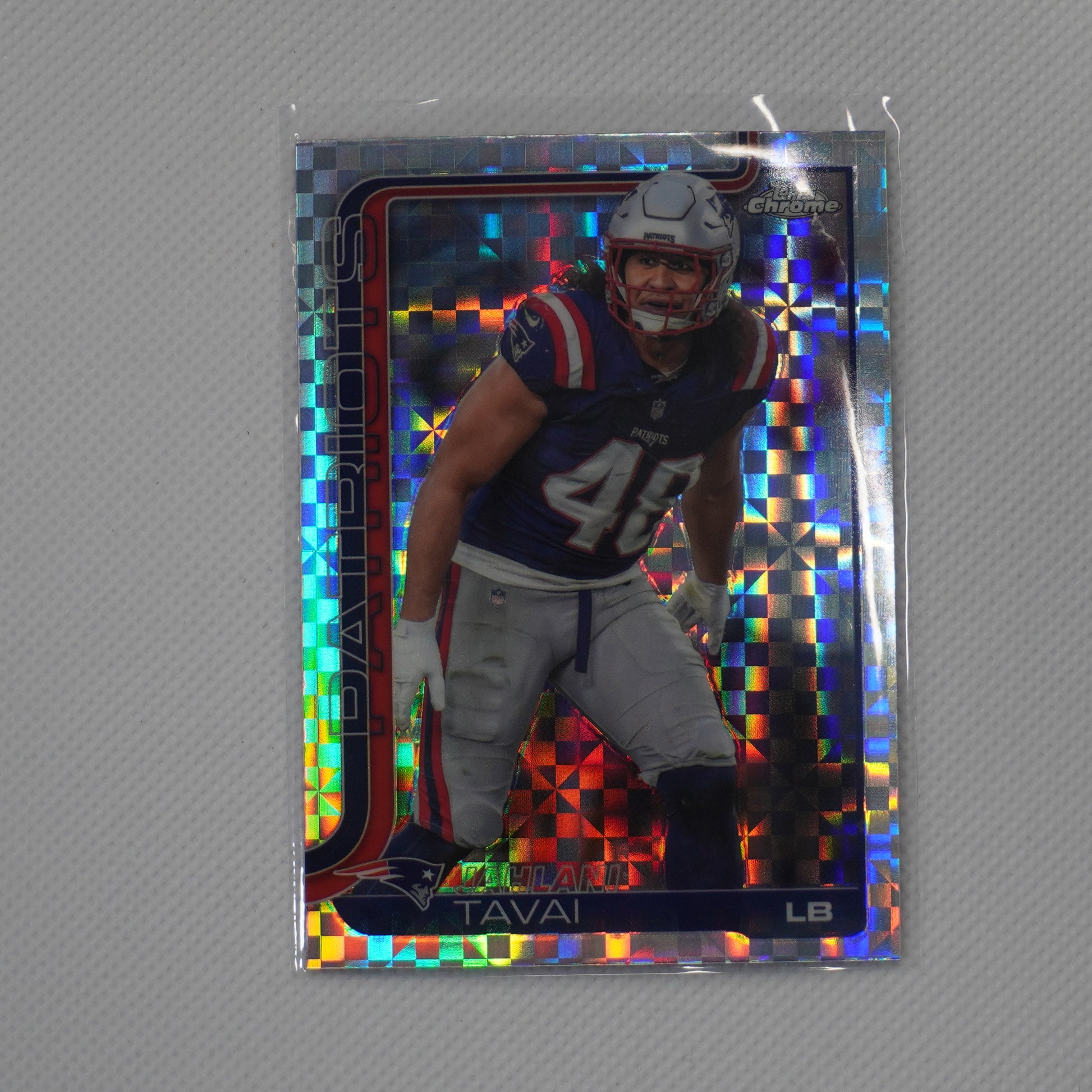 2025 Topps Chrome #213 Jahlani Tavai X-Fractor New England Patriots