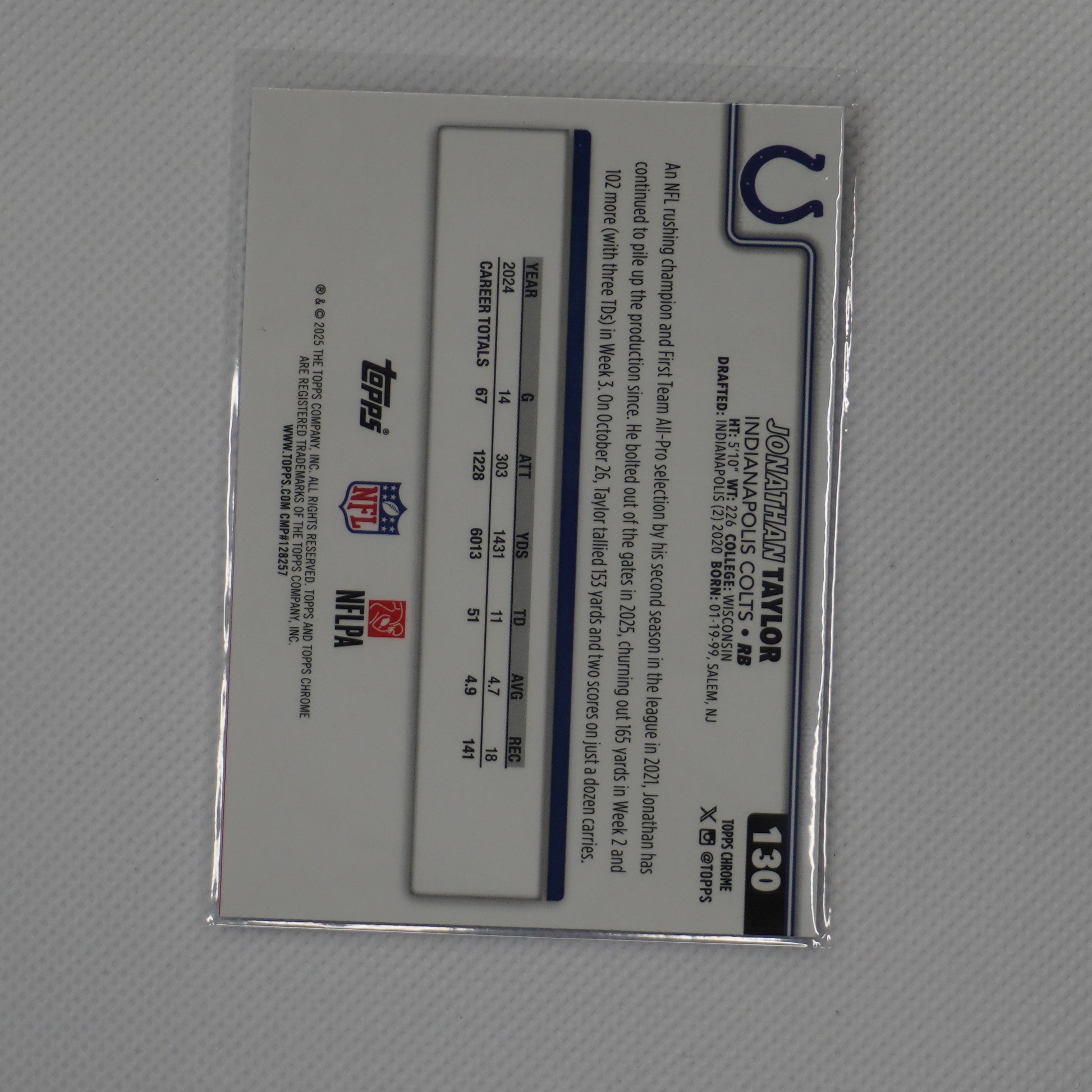 2025 Topps Chrome #130 Jonathan Taylor Pulsar Refractor Indianapolis Colts