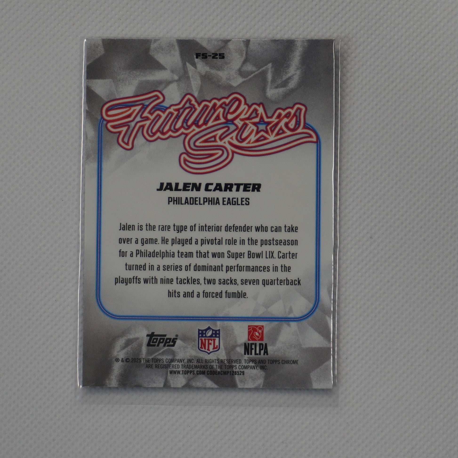 2025 Topps Chrome #FS-25 Jalen Carter Future Stars Philadelphia Eagles