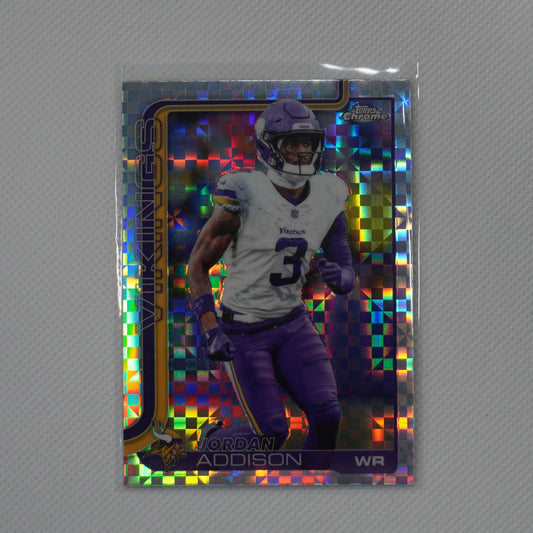 2025 Topps Chrome #202 Jordan Addison X-Fractor Minnesota Vikings