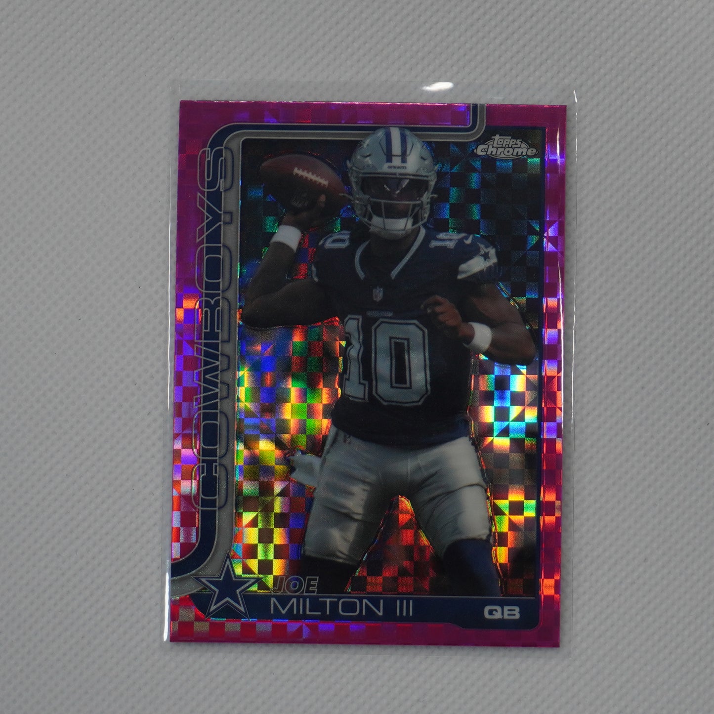 2025 Topps Chrome #85 Joe Milton III Hot Pink X-Fractor Dallas Cowboys