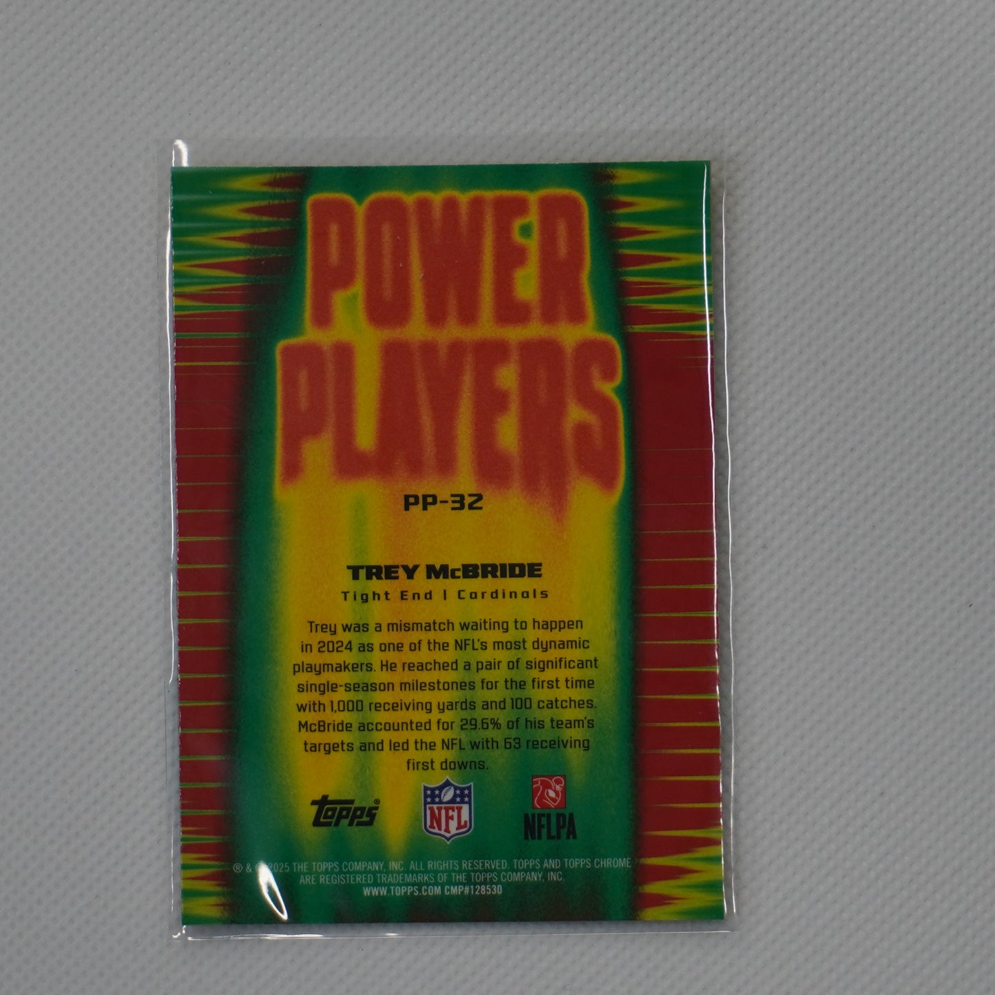 2025 Topps Chrome #PP-32 Trey McBride Power Players Arizona Cardinals