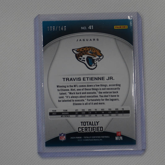 2024 Panini Totally Certified #41 Travis Etienne Jr. Mirror Platinum Blue #/149