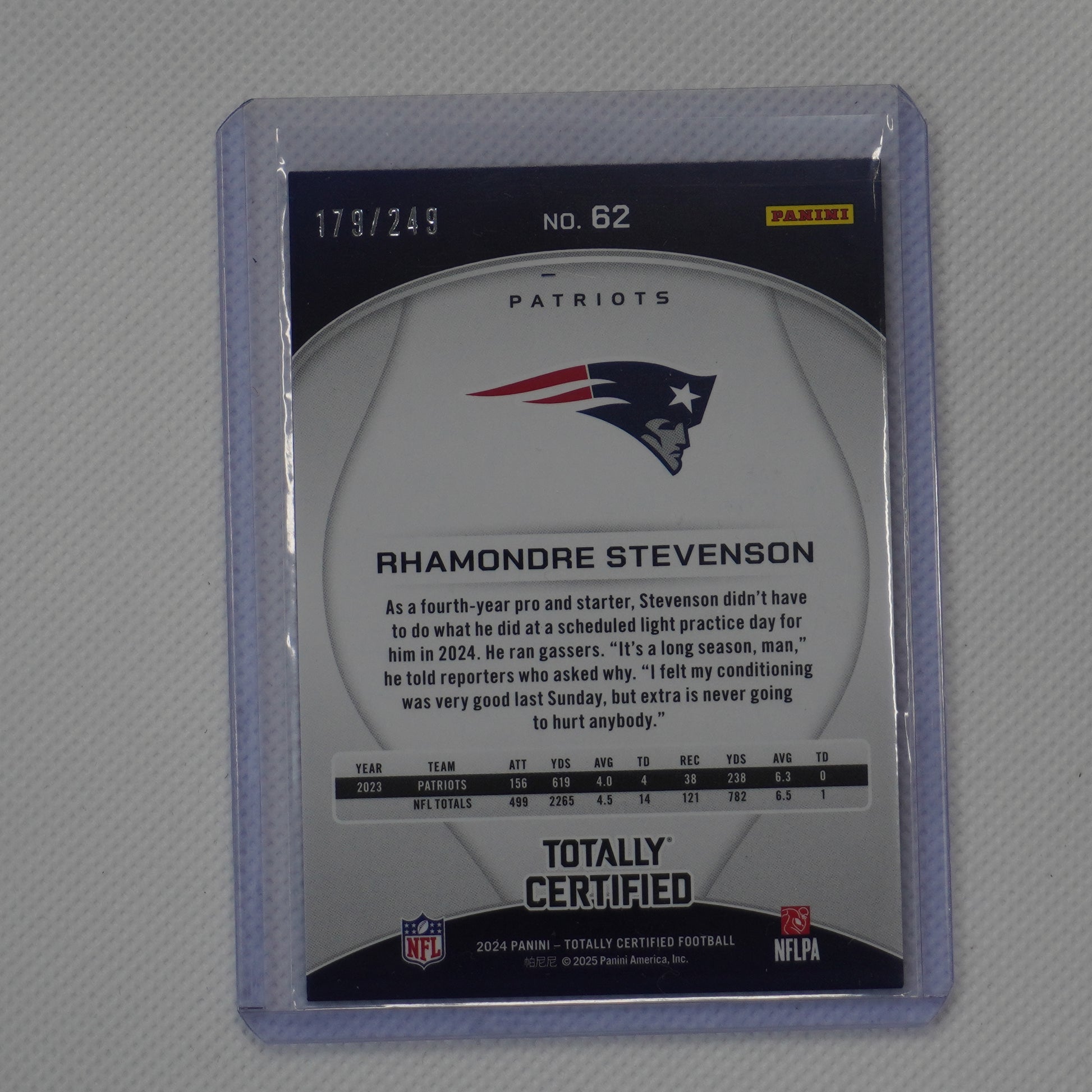 2024 Panini Totally Certified #62 Rhamondre Stevenson Mirror Red #/249