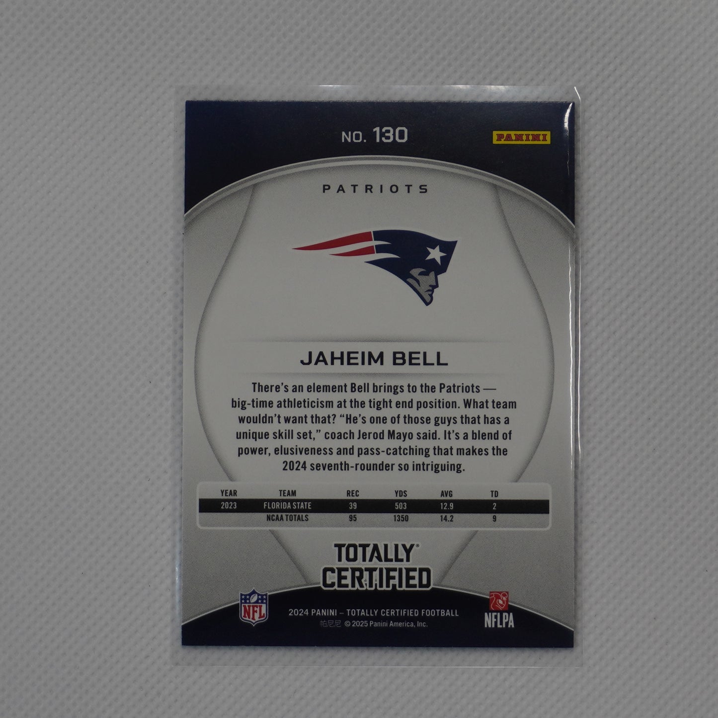 2024 Panini Totally Certified #130 Jaheim Bell New England Patriots RC