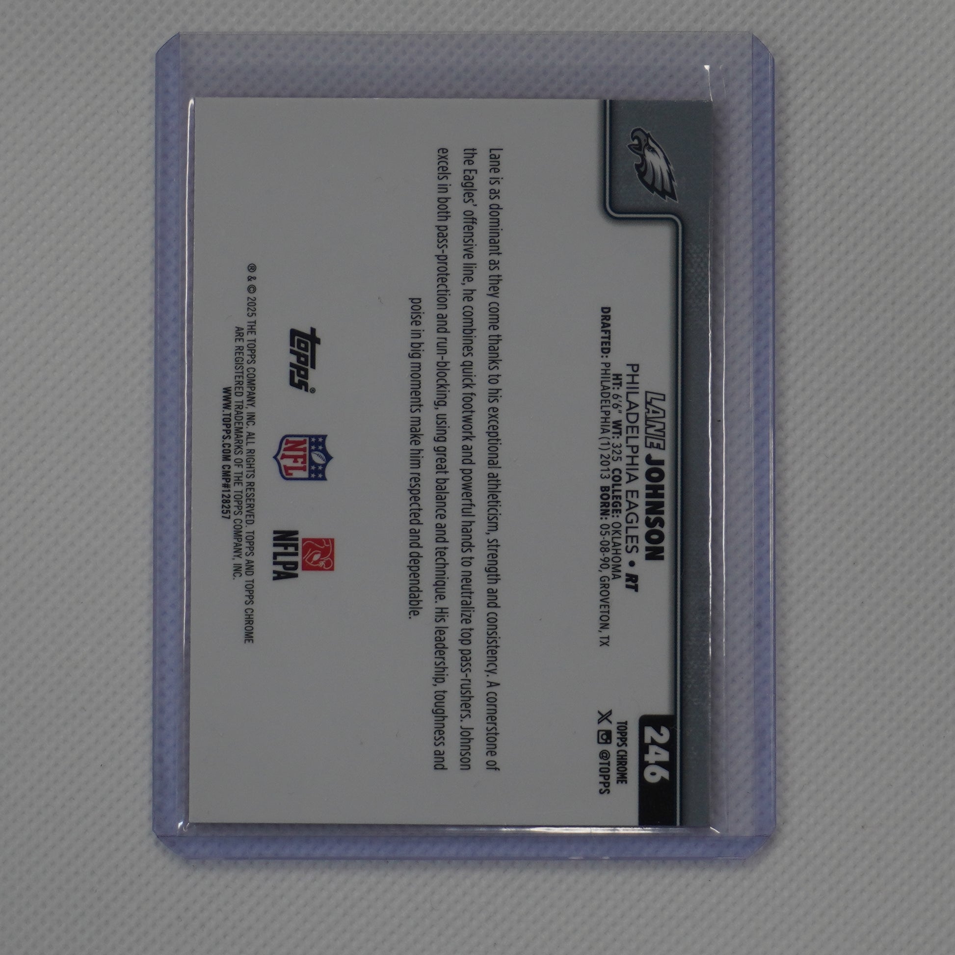 2025 Topps Chrome #246 Lane Johnson Hot Pink X-Fractor Philadelphia Eagles