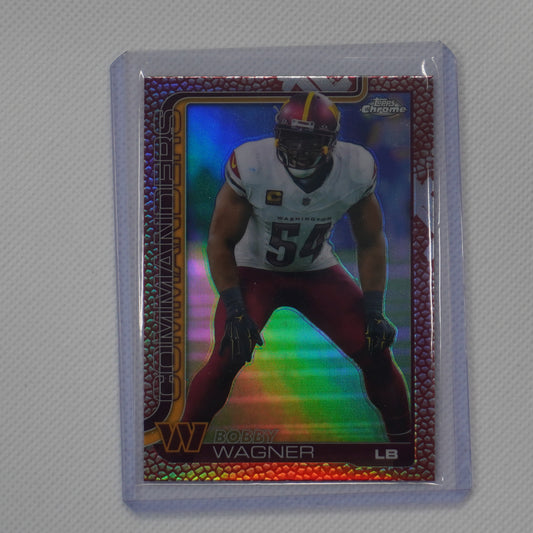2025 Topps Chrome #299 Bobby Wagner Football Leather Refractor Washington