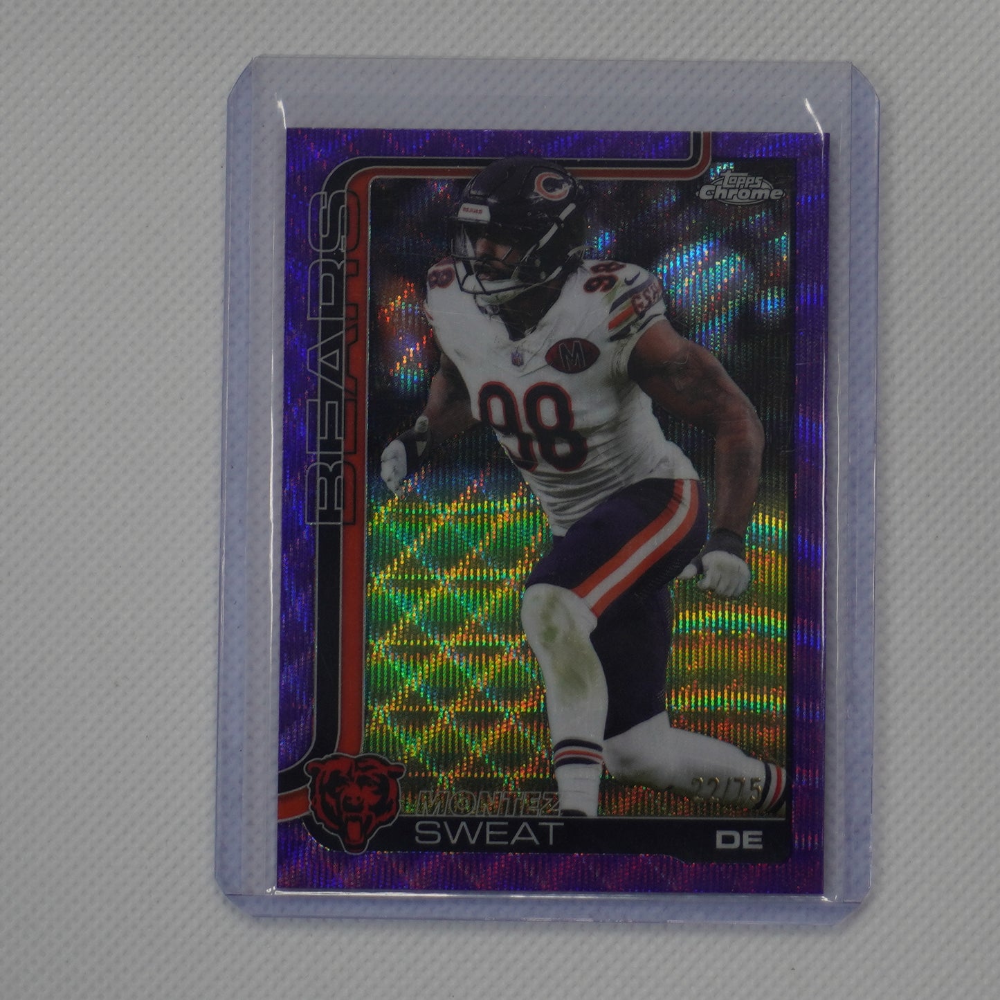 2025 Topps Chrome #56 Montez Sweat Purple Wave Refractor #/75 Chicago Bears SN