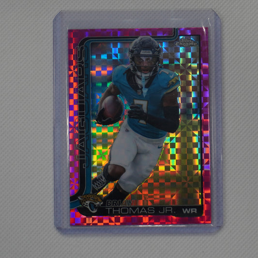 2025 Topps Chrome #135 Brian Thomas Jr. Hot Pink X-Fractor Jacksonville Jaguars