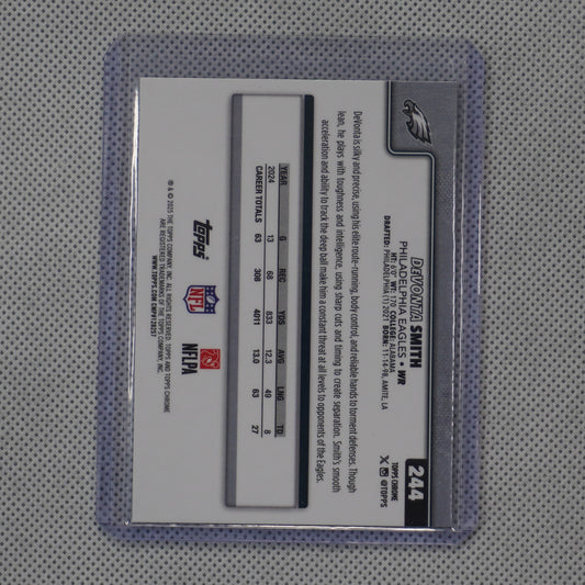2025 Topps Chrome #244 DeVonta Smith Lime Green X-Fractor Philadelphia Eagles