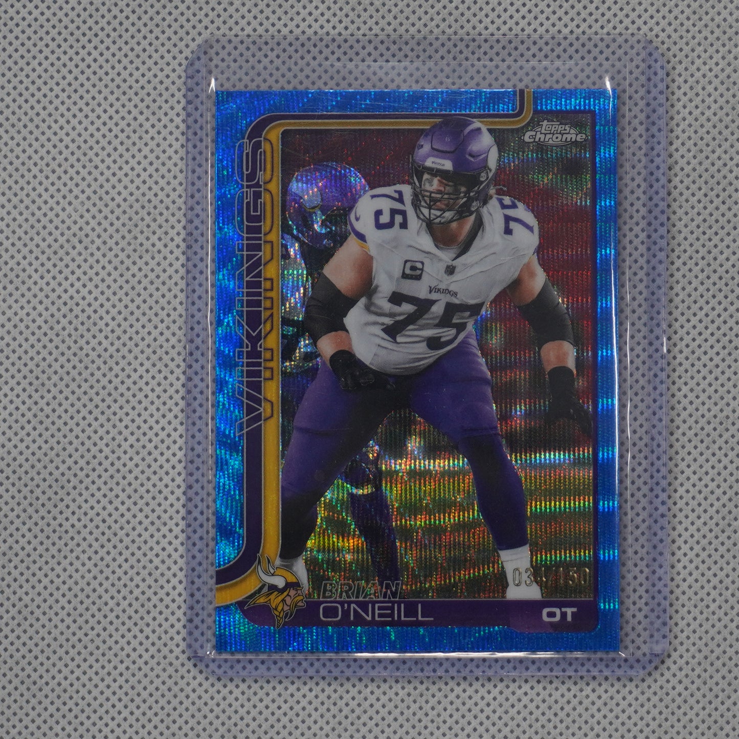 2025 Topps Chrome #196 Brian O'Neill Blue Wave Refractor #/150 Vikings SN